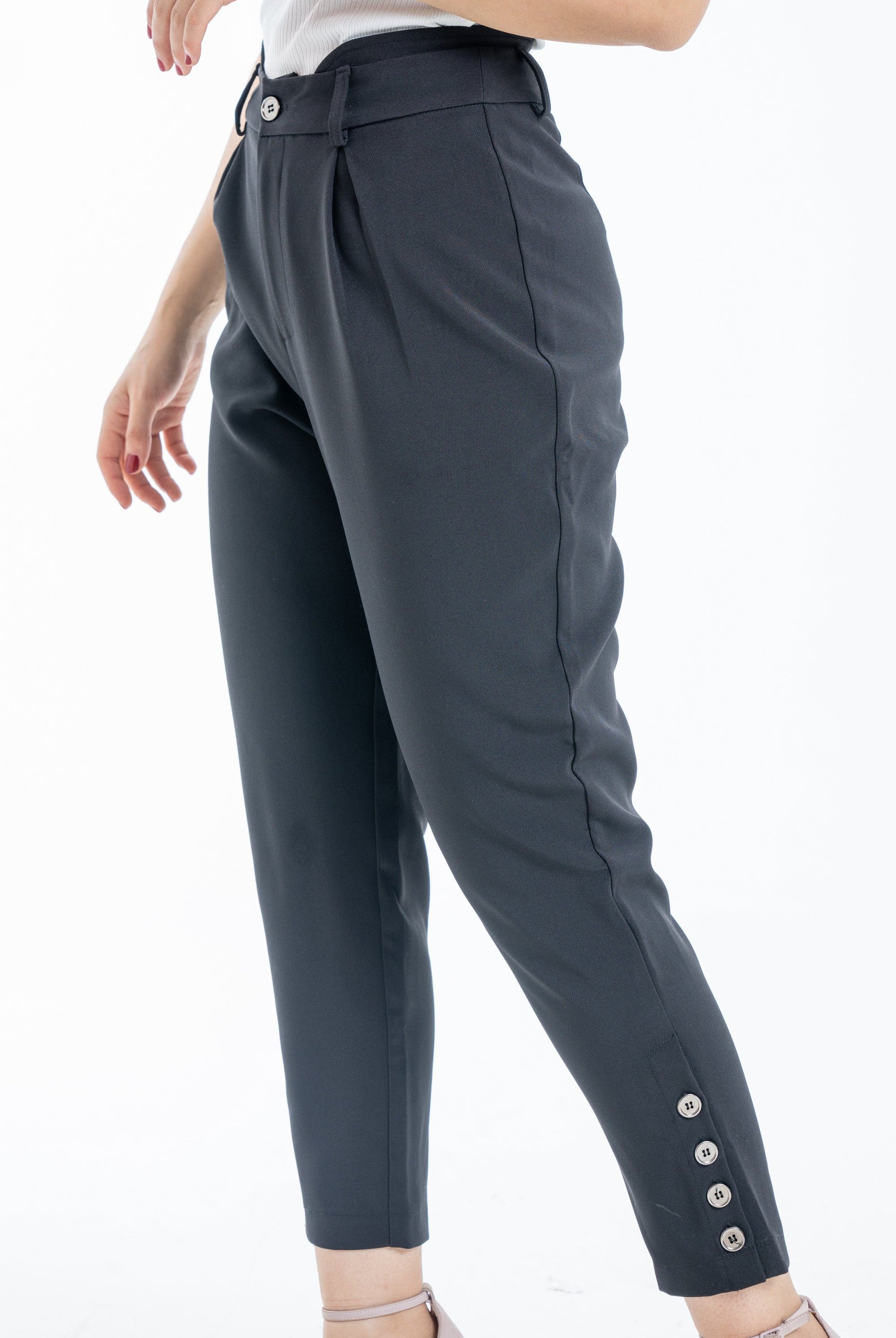 ميكا بنطلون طويل سادة مخصر كلاسيك نسائي