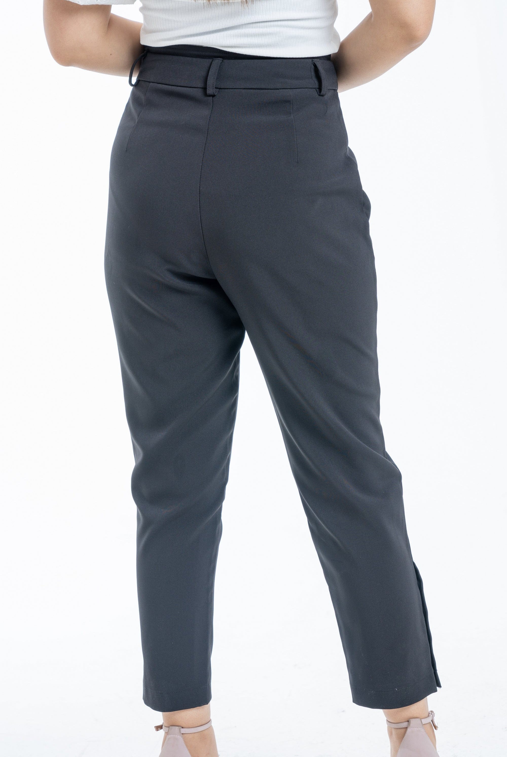 ميكا بنطلون طويل سادة مخصر كلاسيك نسائي