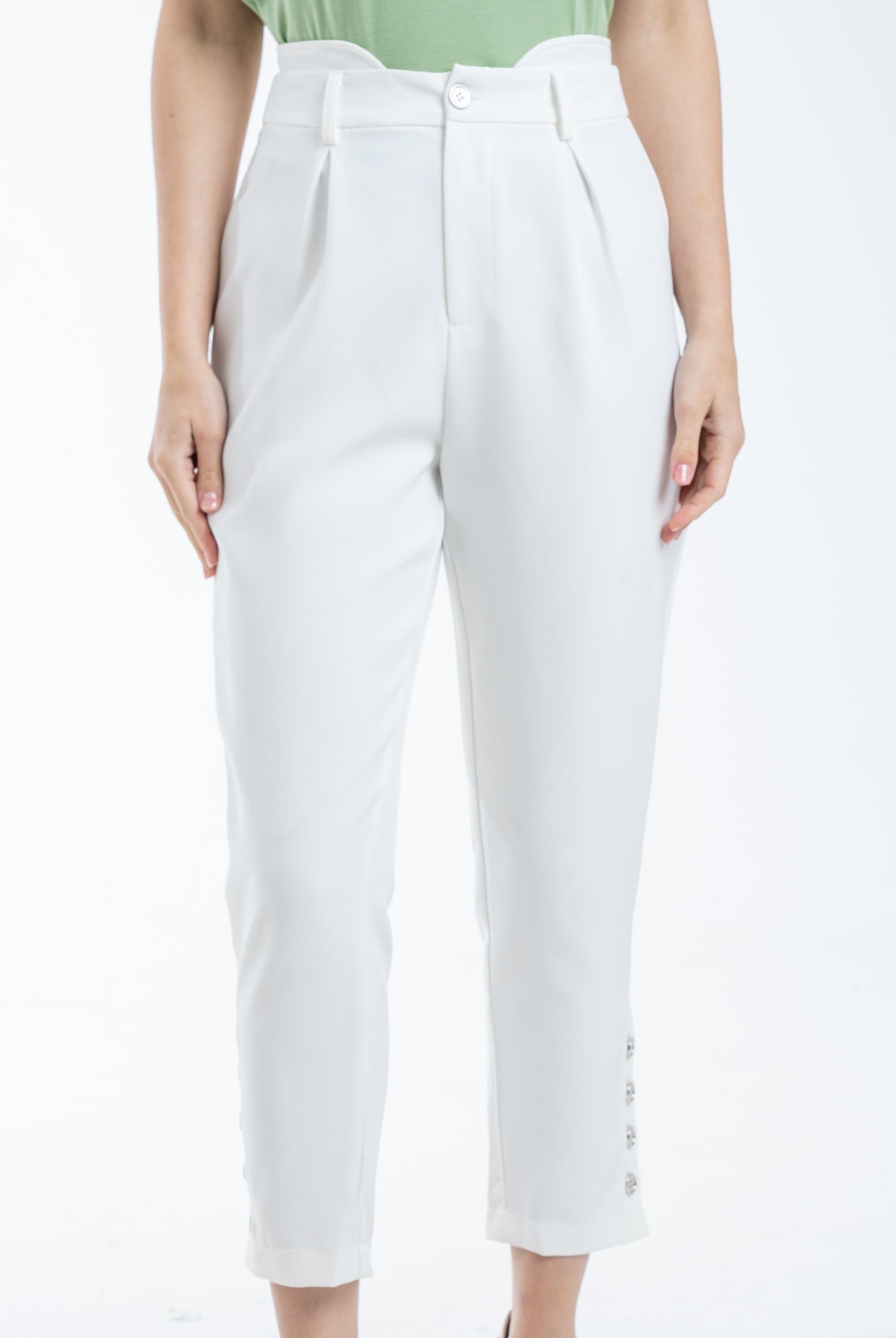 ميكا بنطلون طويل سادة مخصر كلاسيك نسائي