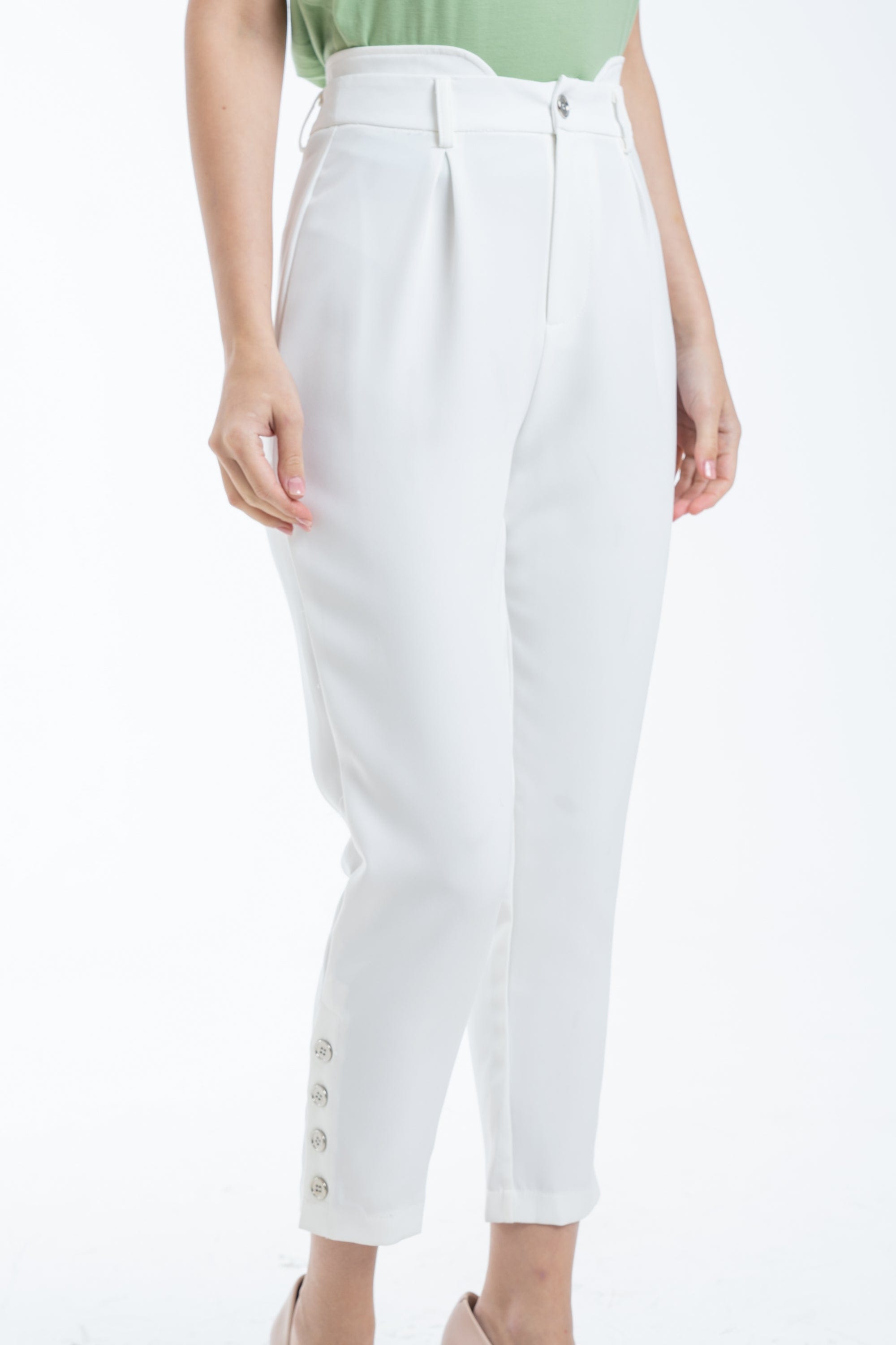 ميكا بنطلون طويل سادة مخصر كلاسيك نسائي