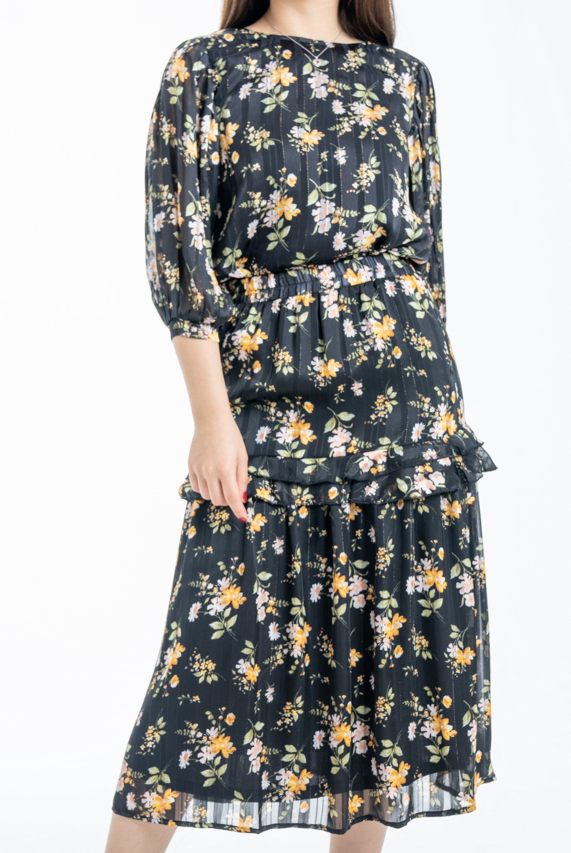 ميكا تنورة ميدي مشجرة خصر مرتفع نسائي