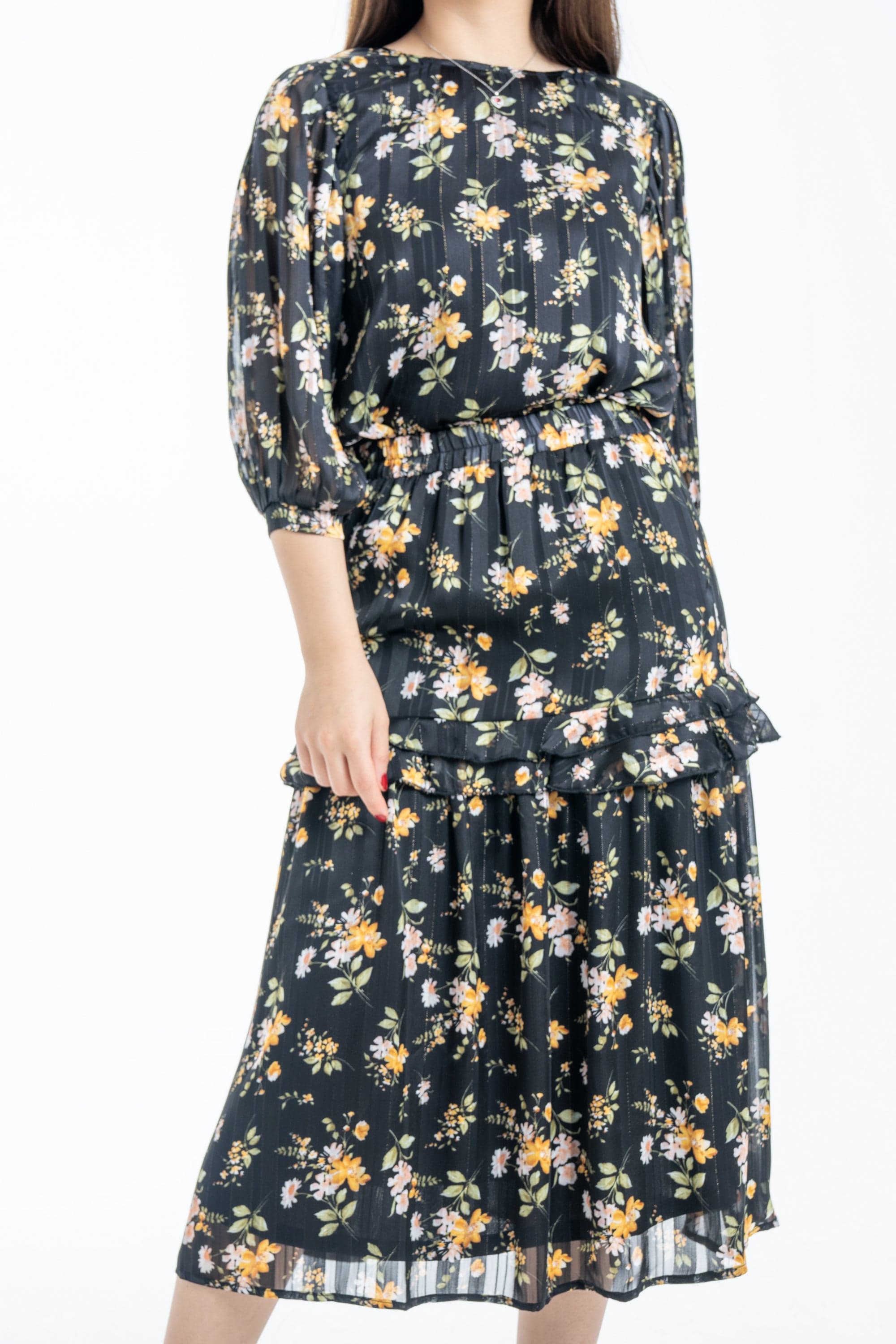 ميكا تنورة ميدي مشجرة خصر مرتفع نسائي