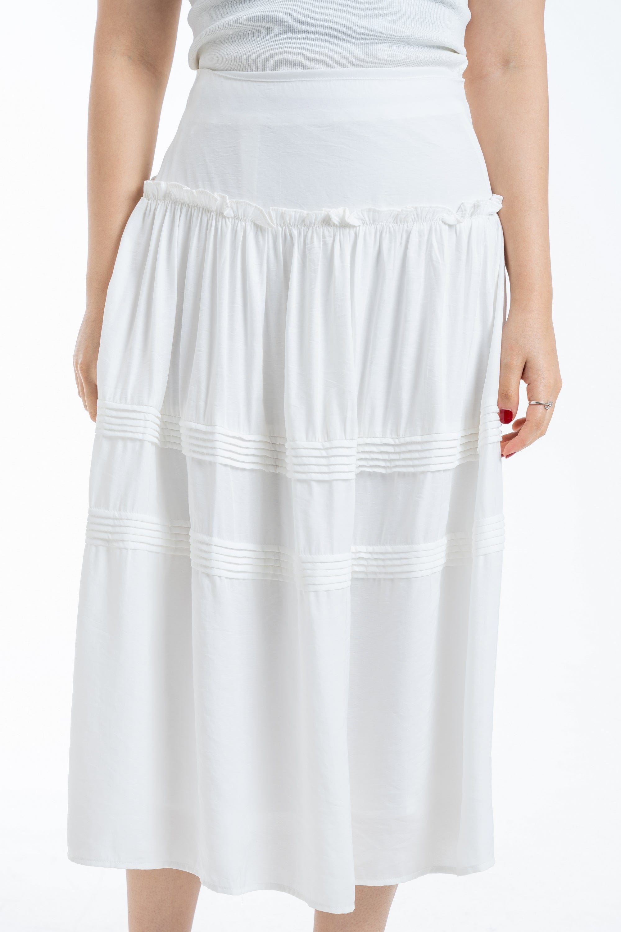 ميكا تنورة ميدي بكسرات عريضة نسائي