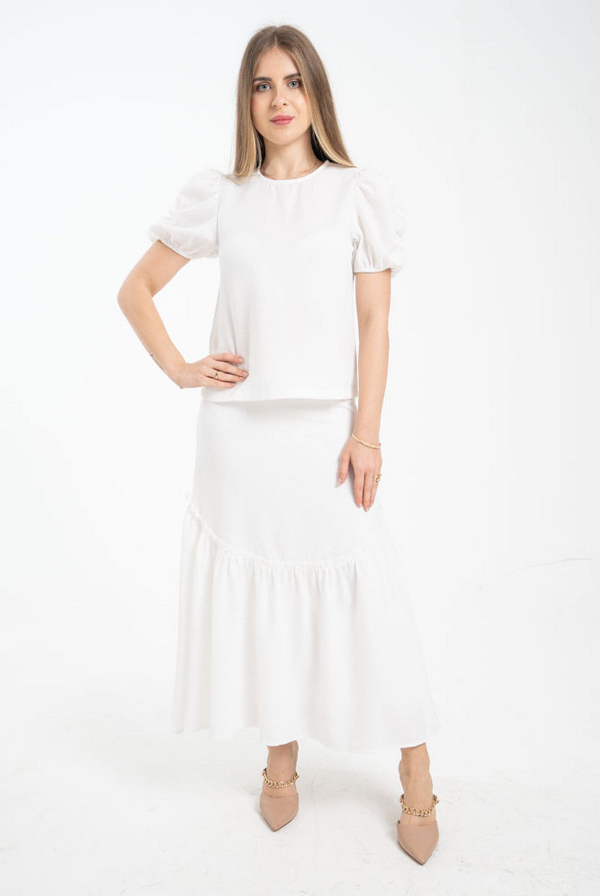 ميكا تنورة ميدي سادة كلوش من أسفل نسائي