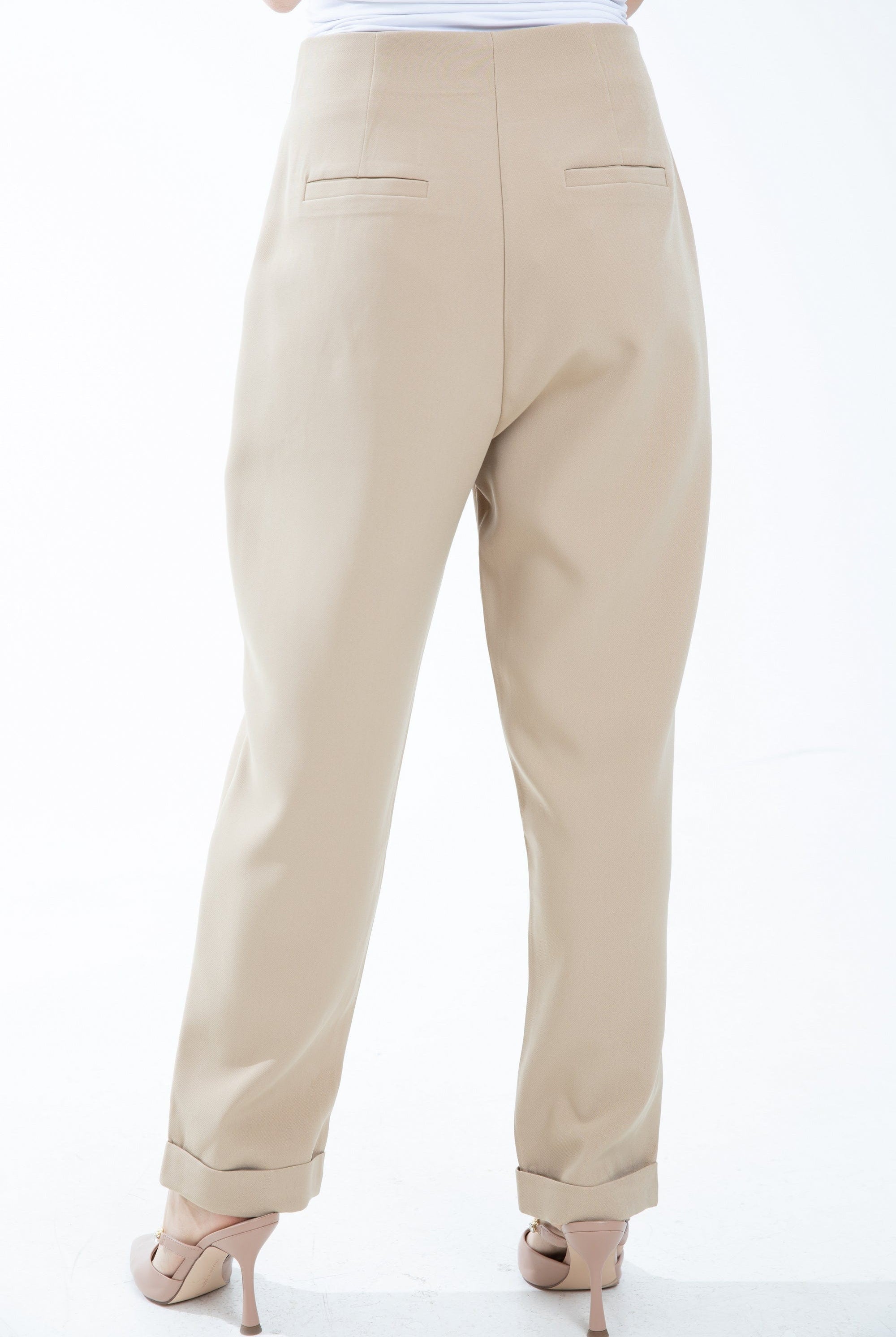 ميكا بنطلون سادة كلاسيك خصر مرتفع نسائي