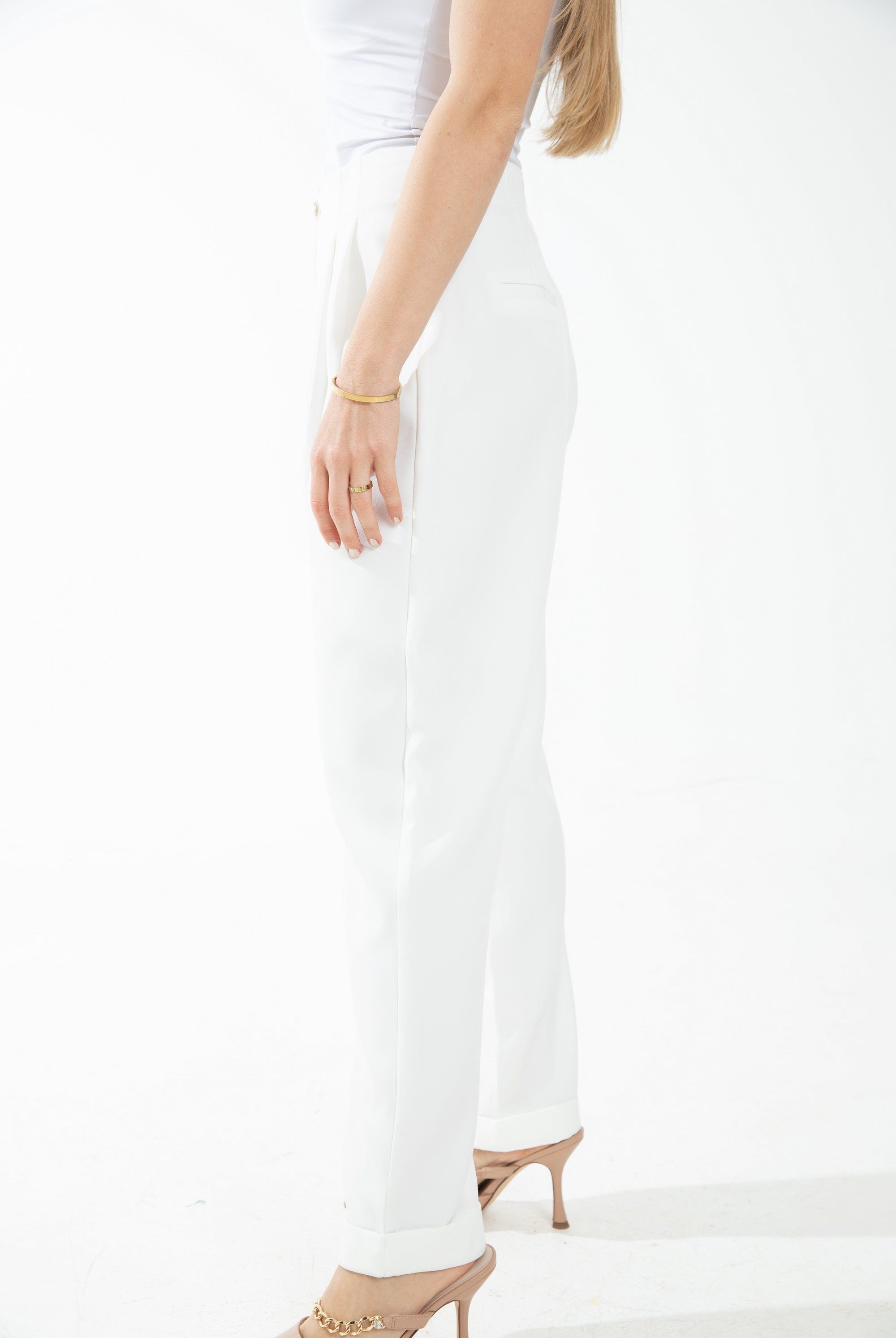 ميكا بنطلون سادة كلاسيك خصر مرتفع نسائي