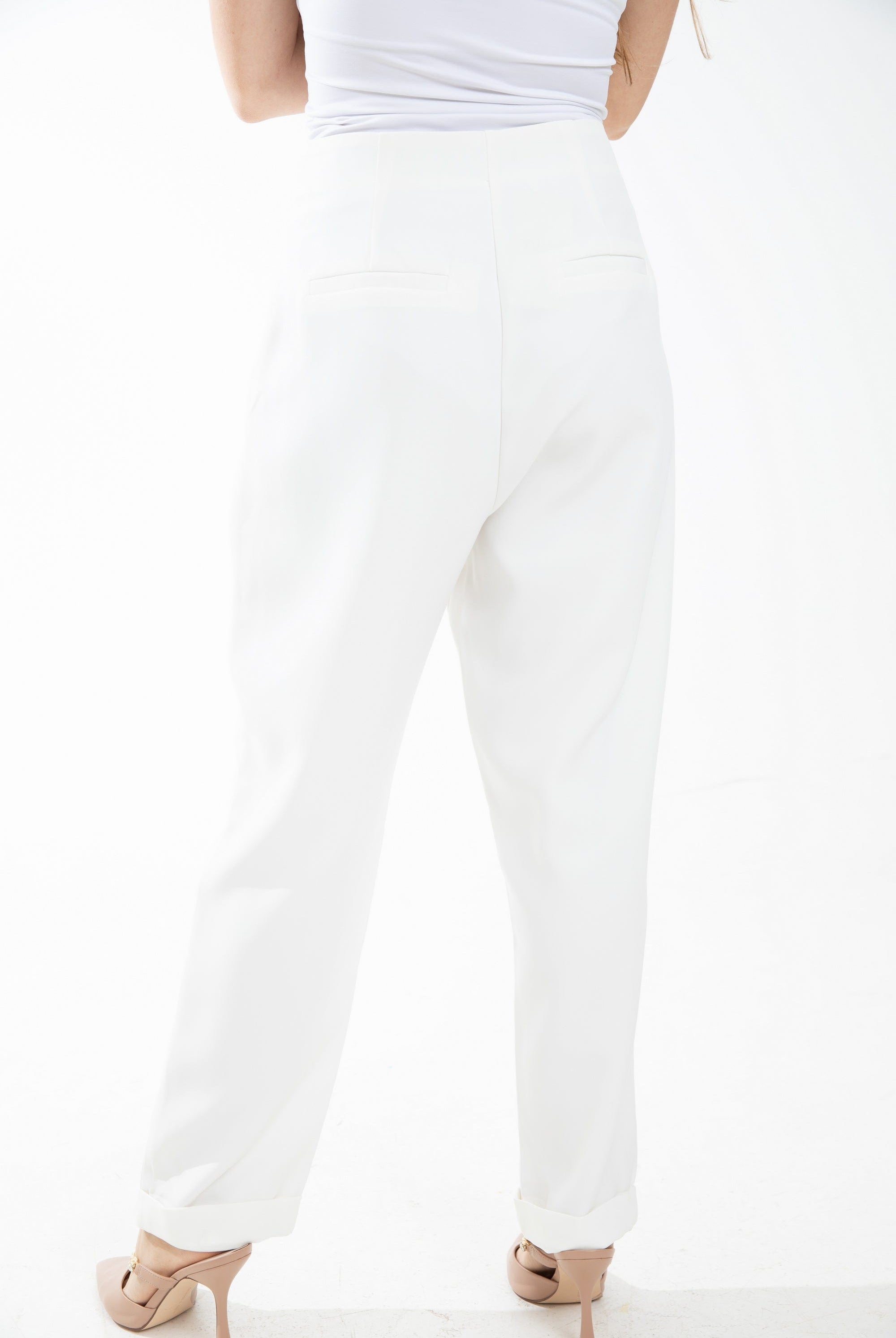 ميكا بنطلون سادة كلاسيك خصر مرتفع نسائي