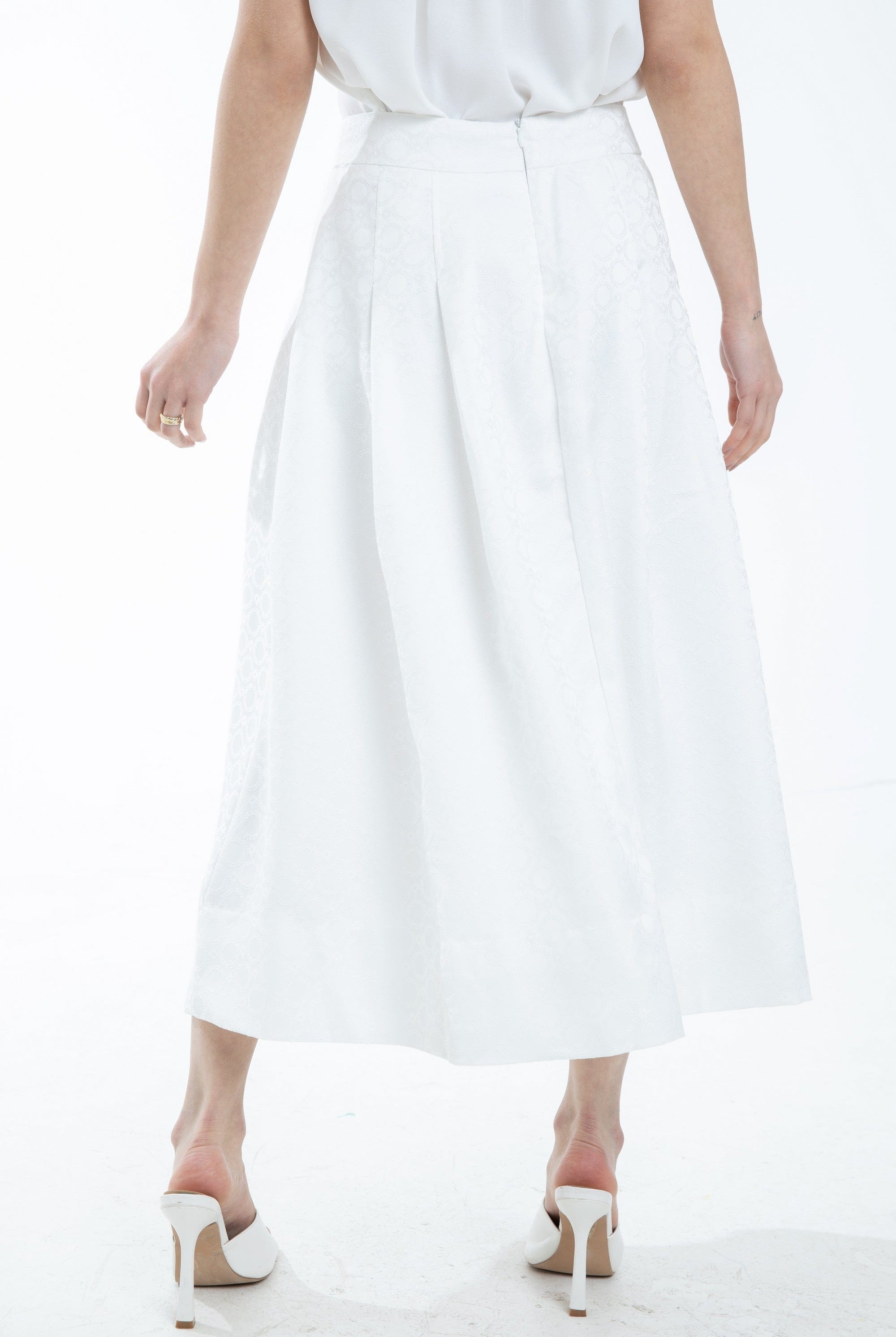 ميكا تنورة ميدي بخصر مرتفع منقوشة نسائية