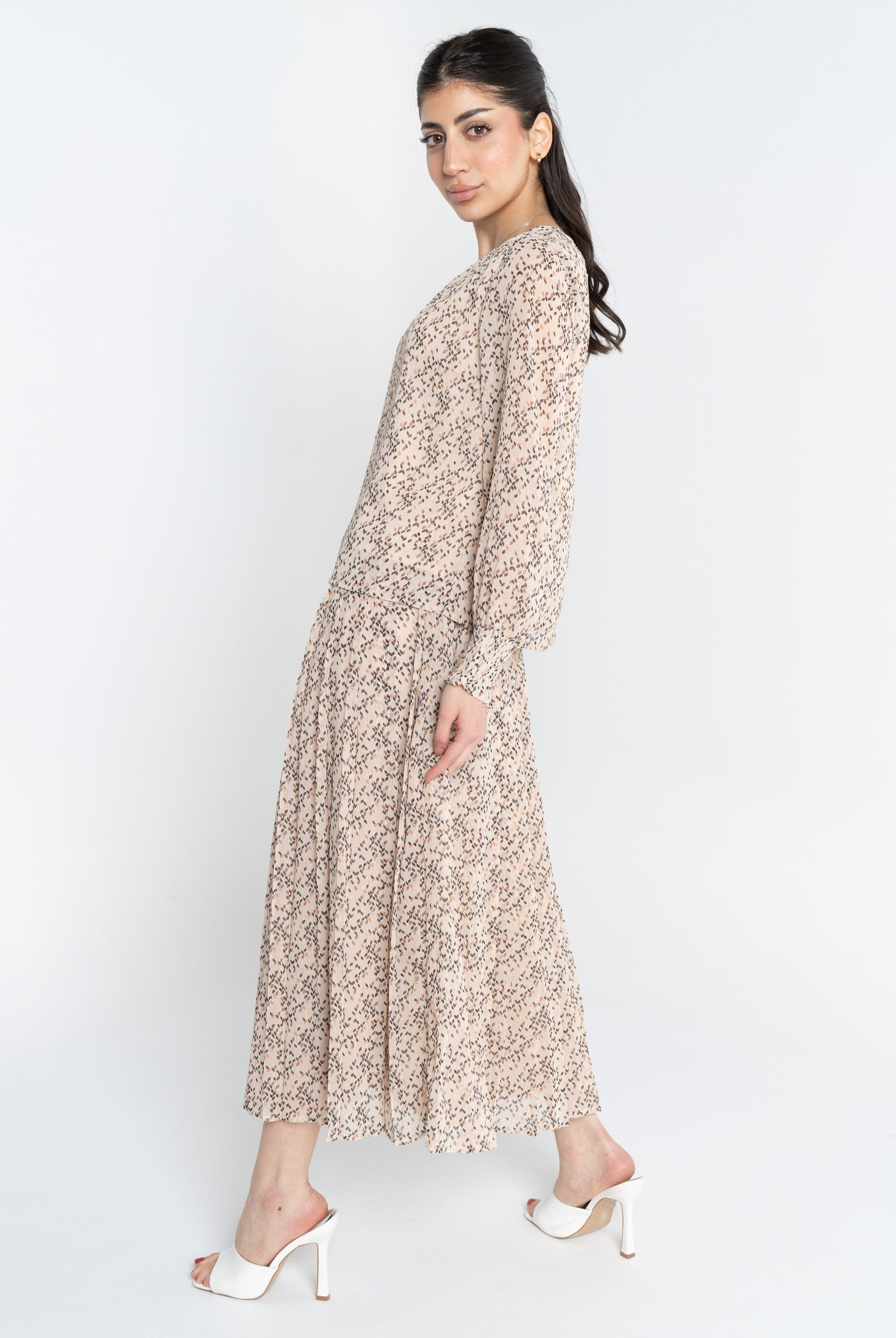 ميكا بلوزة منقطة كلاسيك كم طويل بف نسائي