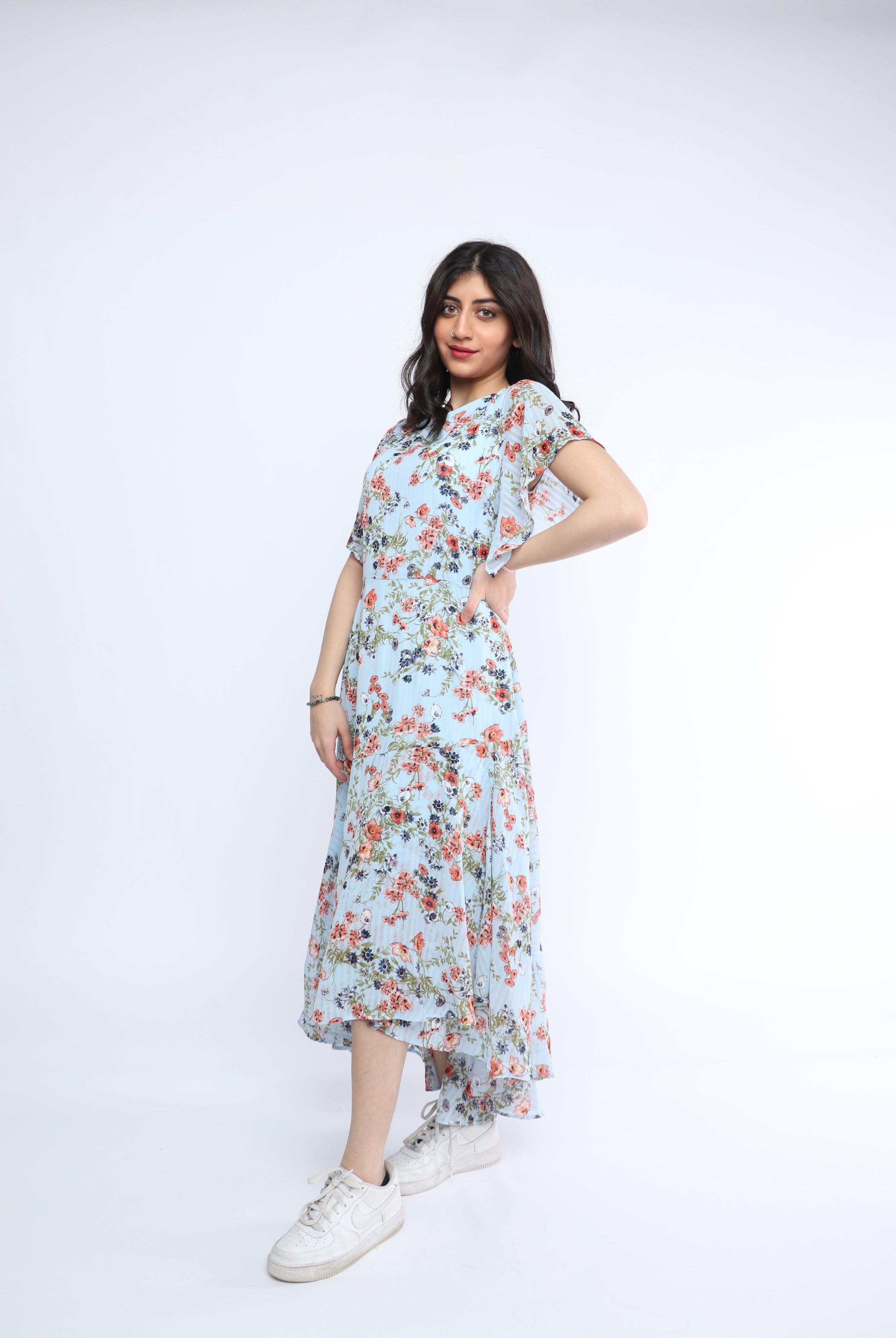 ميكا فستان ميدي مورد مخصر كم قصير مكشكش