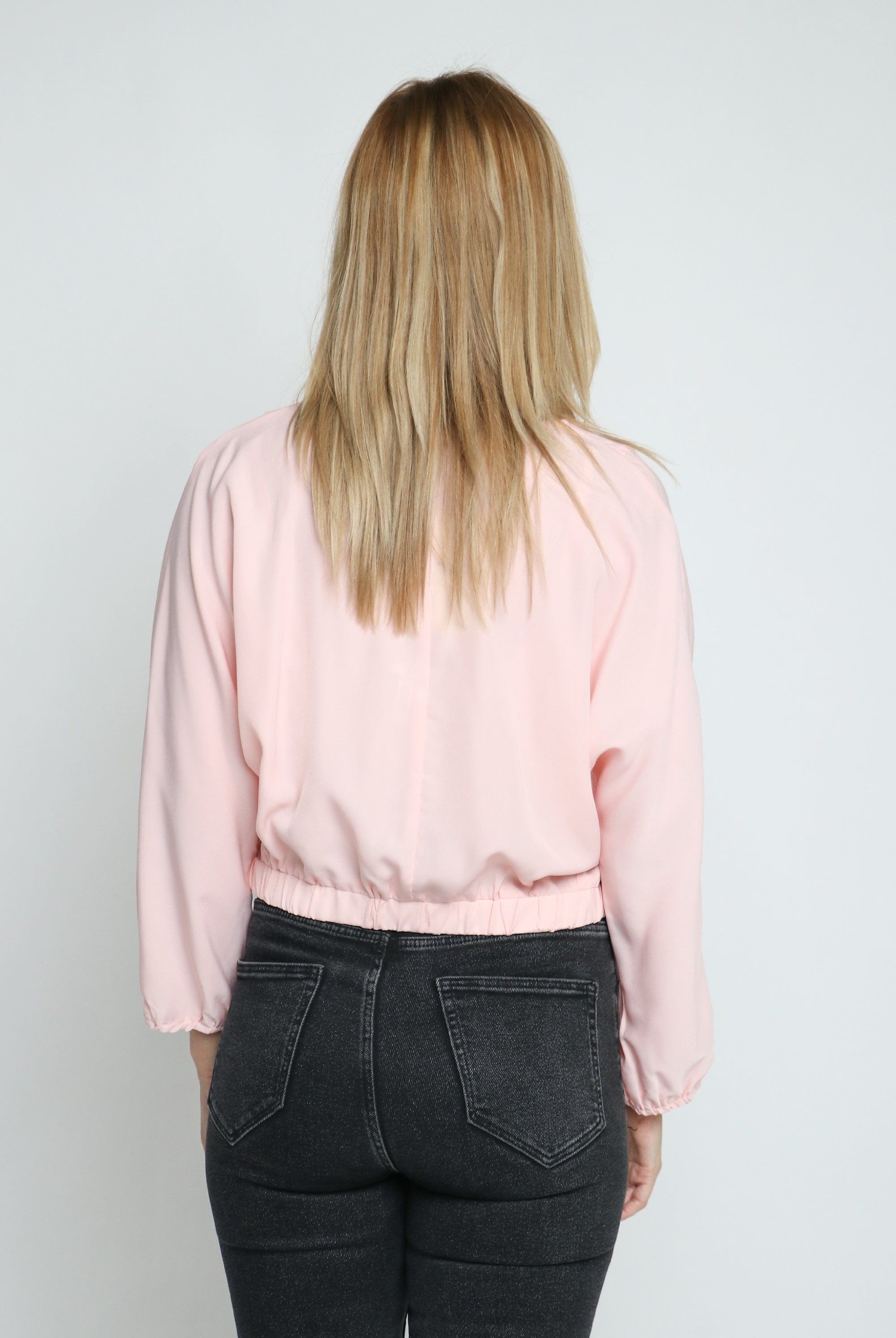 ميكا بلوزة سادة بأزرار أمامية كم طويل منفوخ نسائي