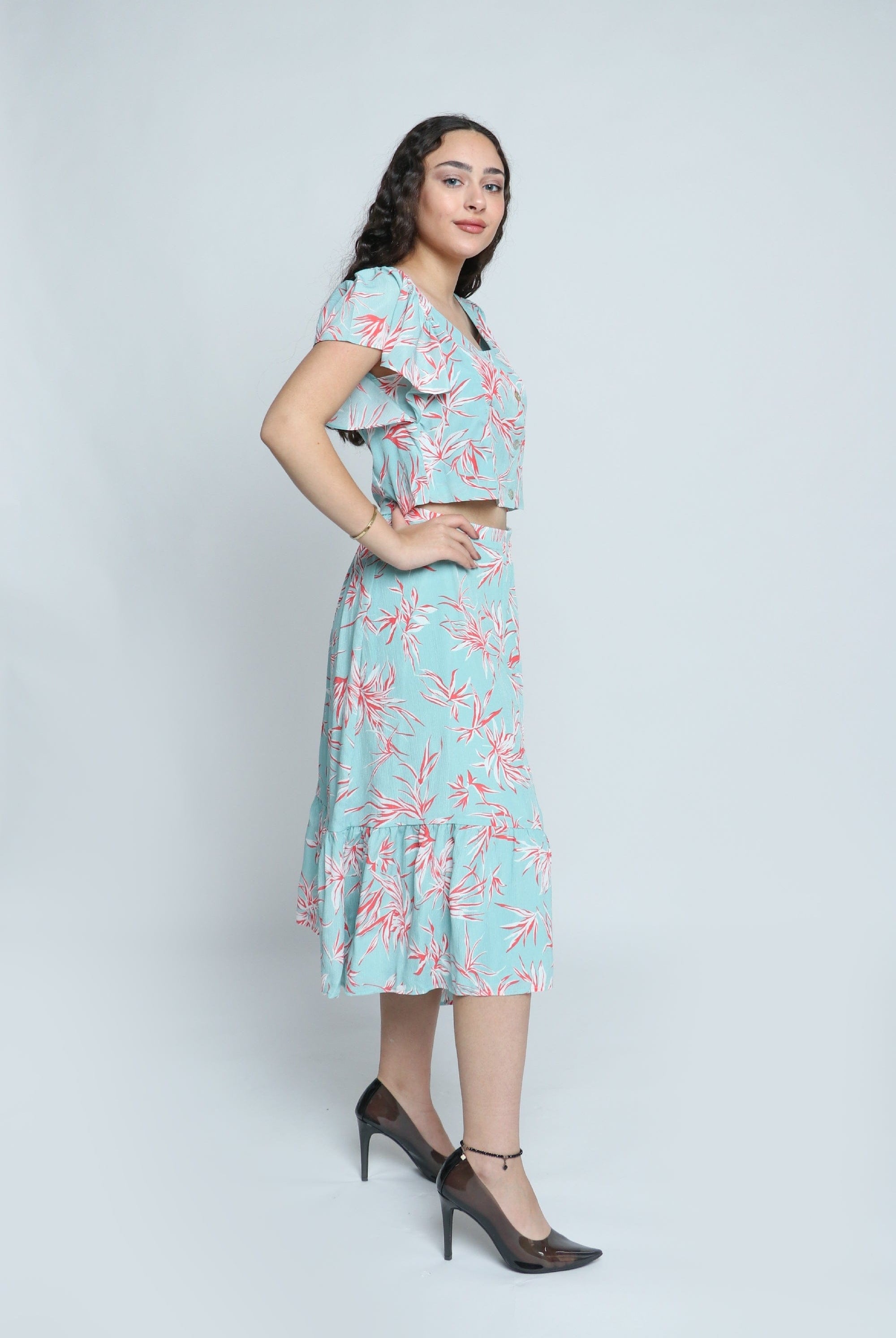 ميكا تنورة ميدي مشجرة طويلة من الجنب