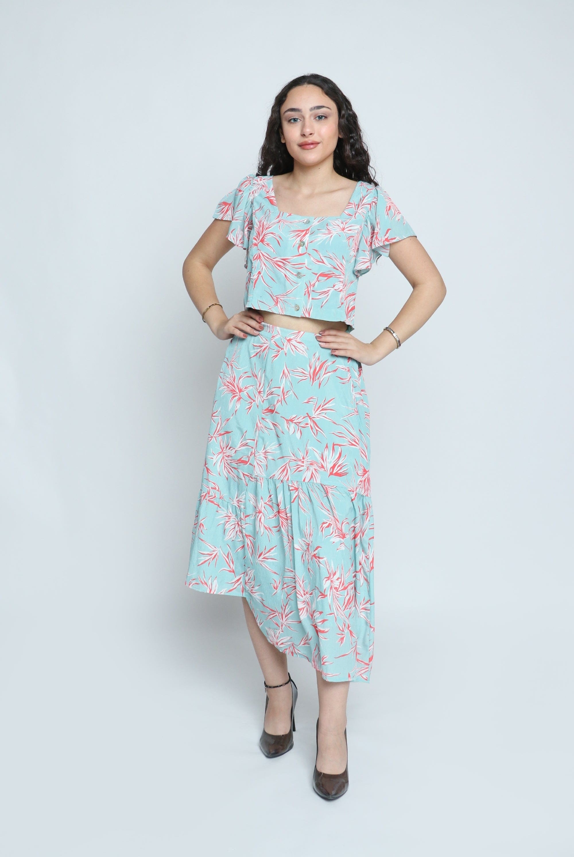 ميكا تنورة ميدي مشجرة طويلة من الجنب