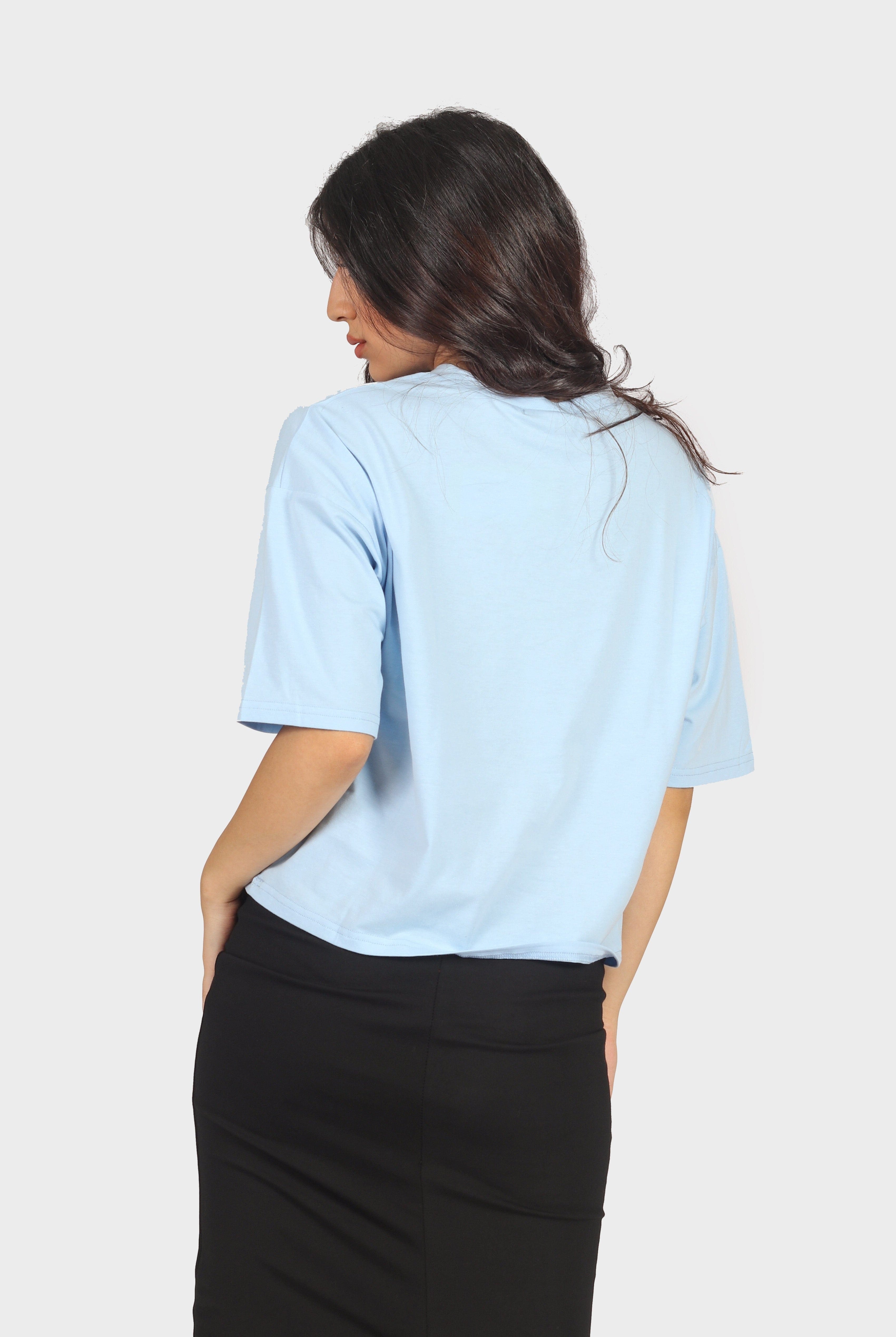 ميكا بلوزة وسيعة نص كم مطبوعة