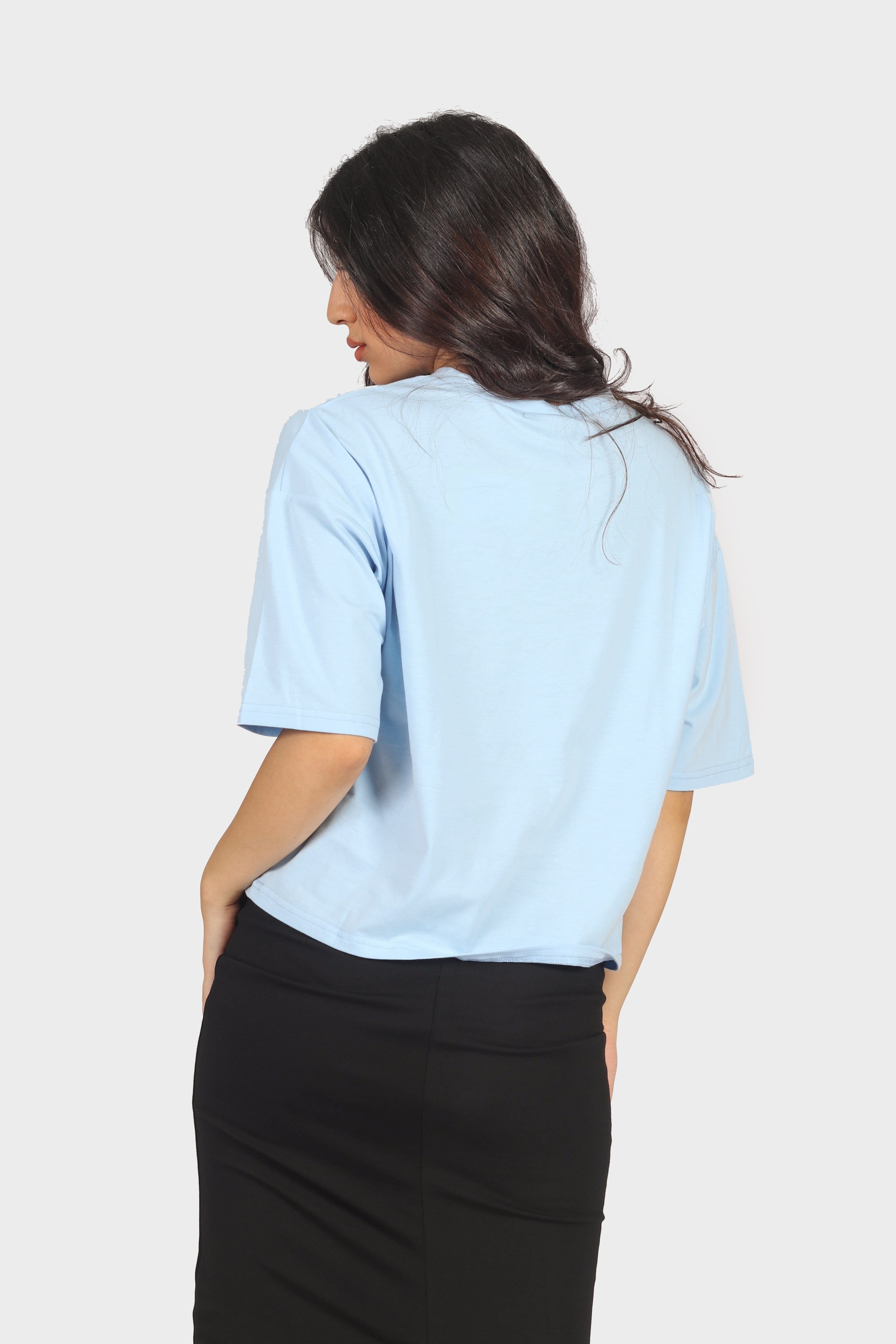 ميكا بلوزة وسيعة نص كم مطبوعة