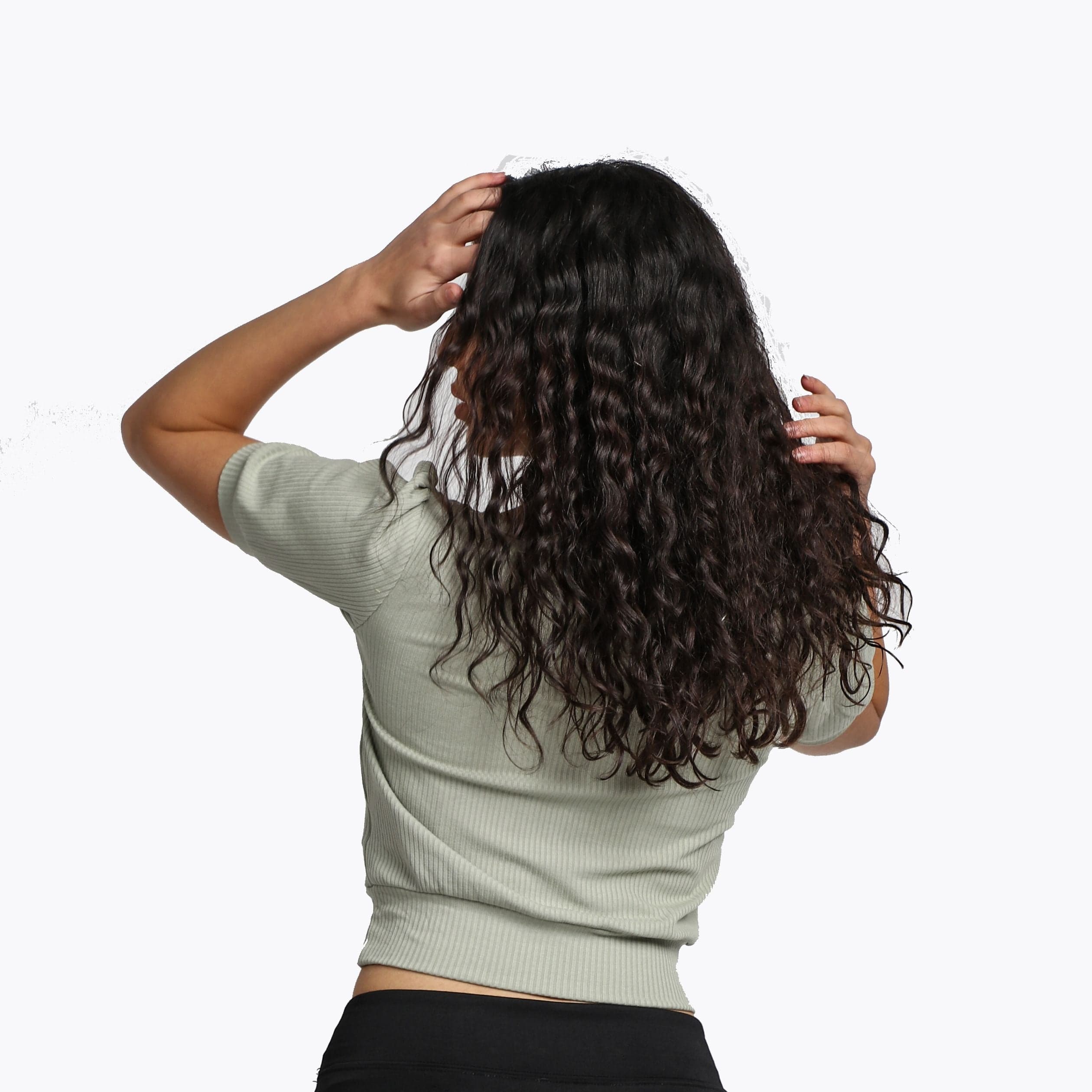 ميكا بلوزة سادة مضلعة بأكمام قصيرة نسائية