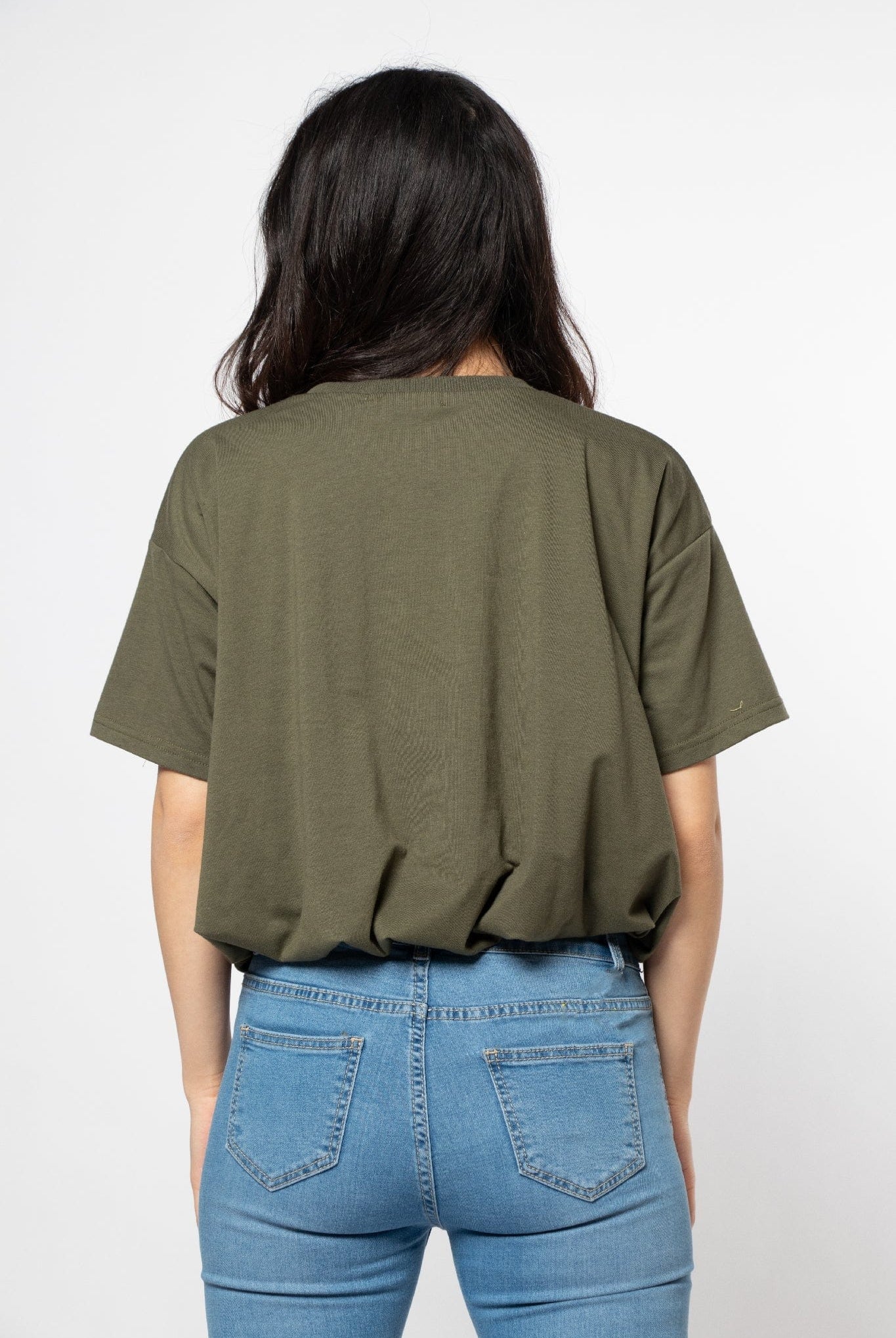 ميكا بلوزة سادة اوفر سايز نص كم نسائي