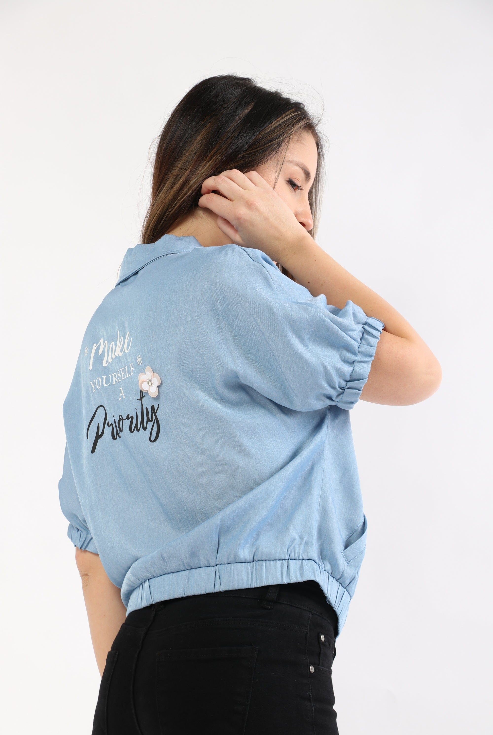 ميكا سترة قصيرة بسحاب نص كم نسائي