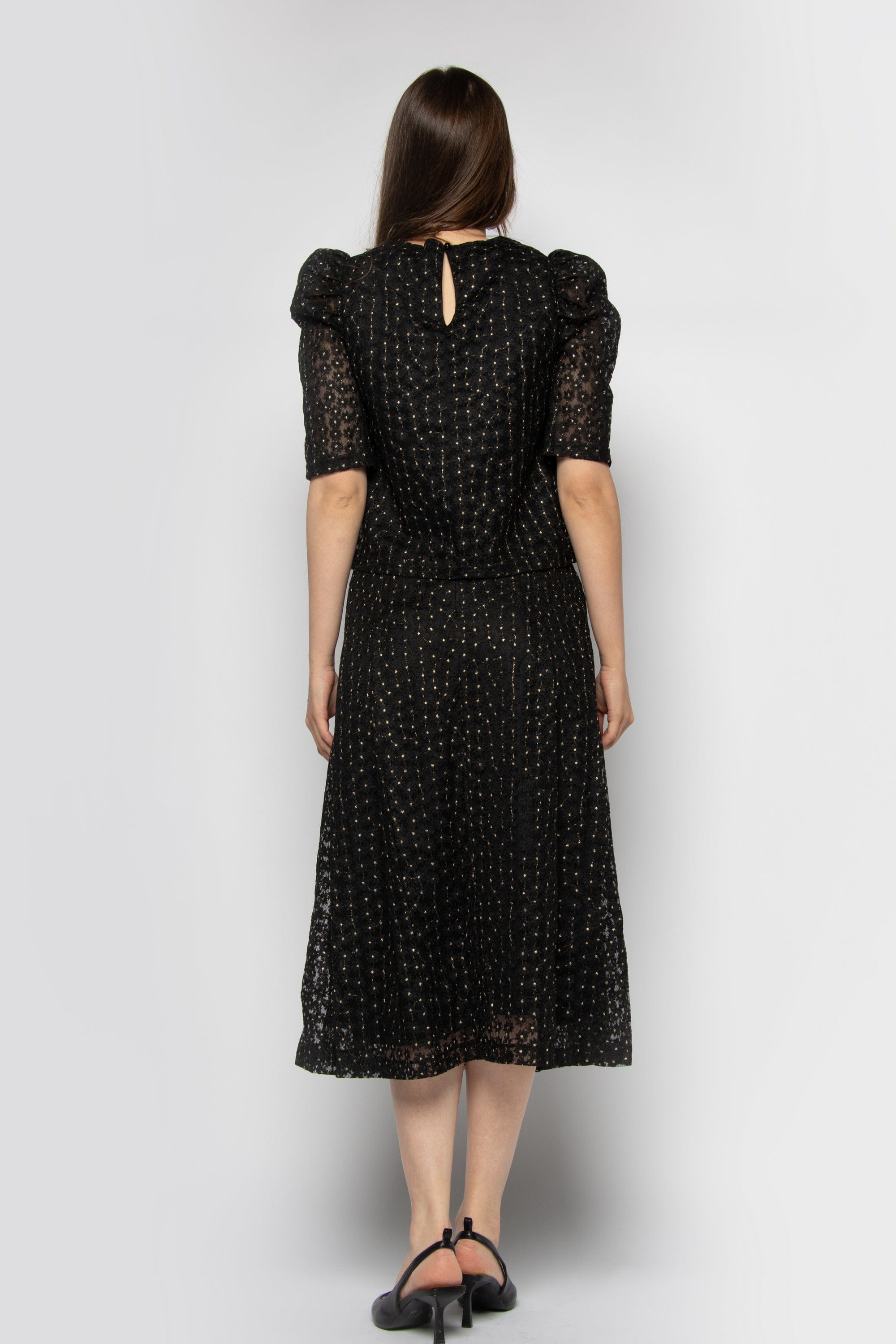 ميكا تنورة ميدي مطرزة شفافة مبطنة