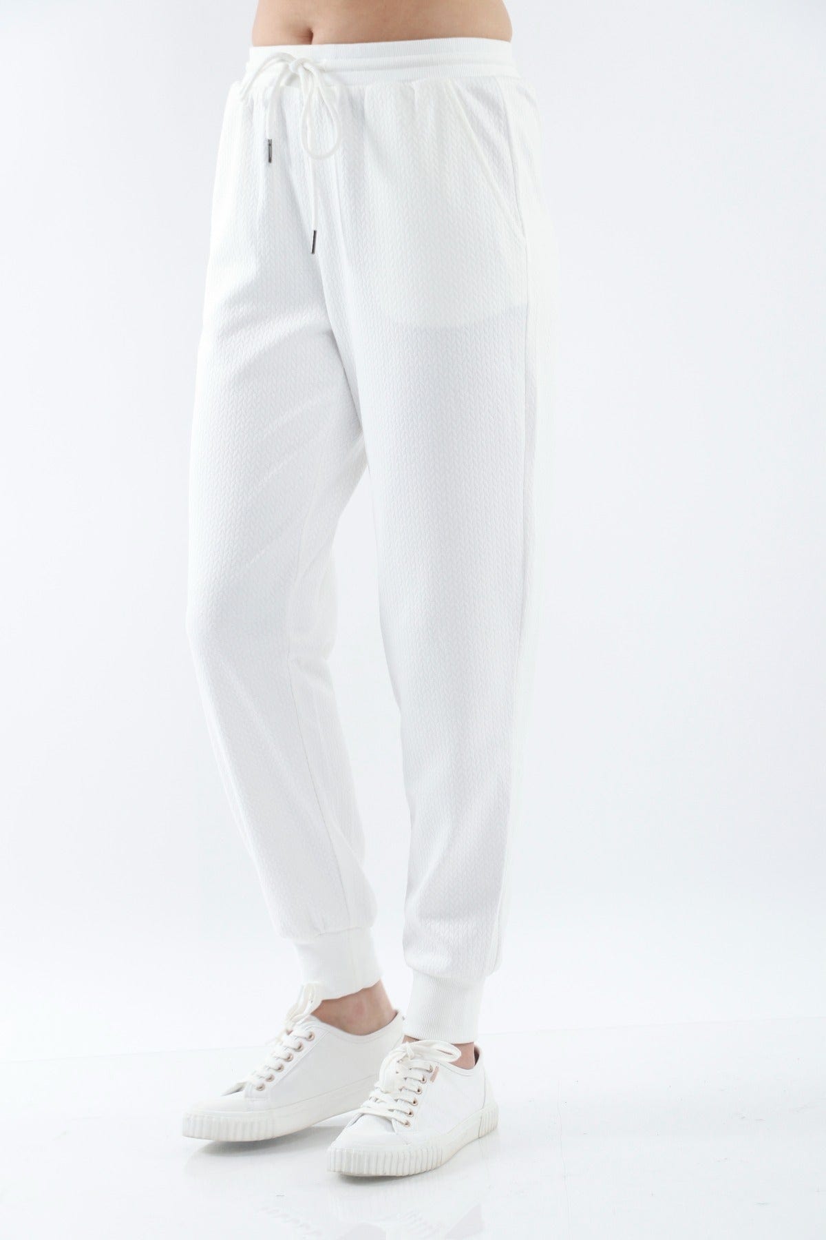 ميكا بنطلون طويل سويت بانتس برباط سادة خصر مرتفع