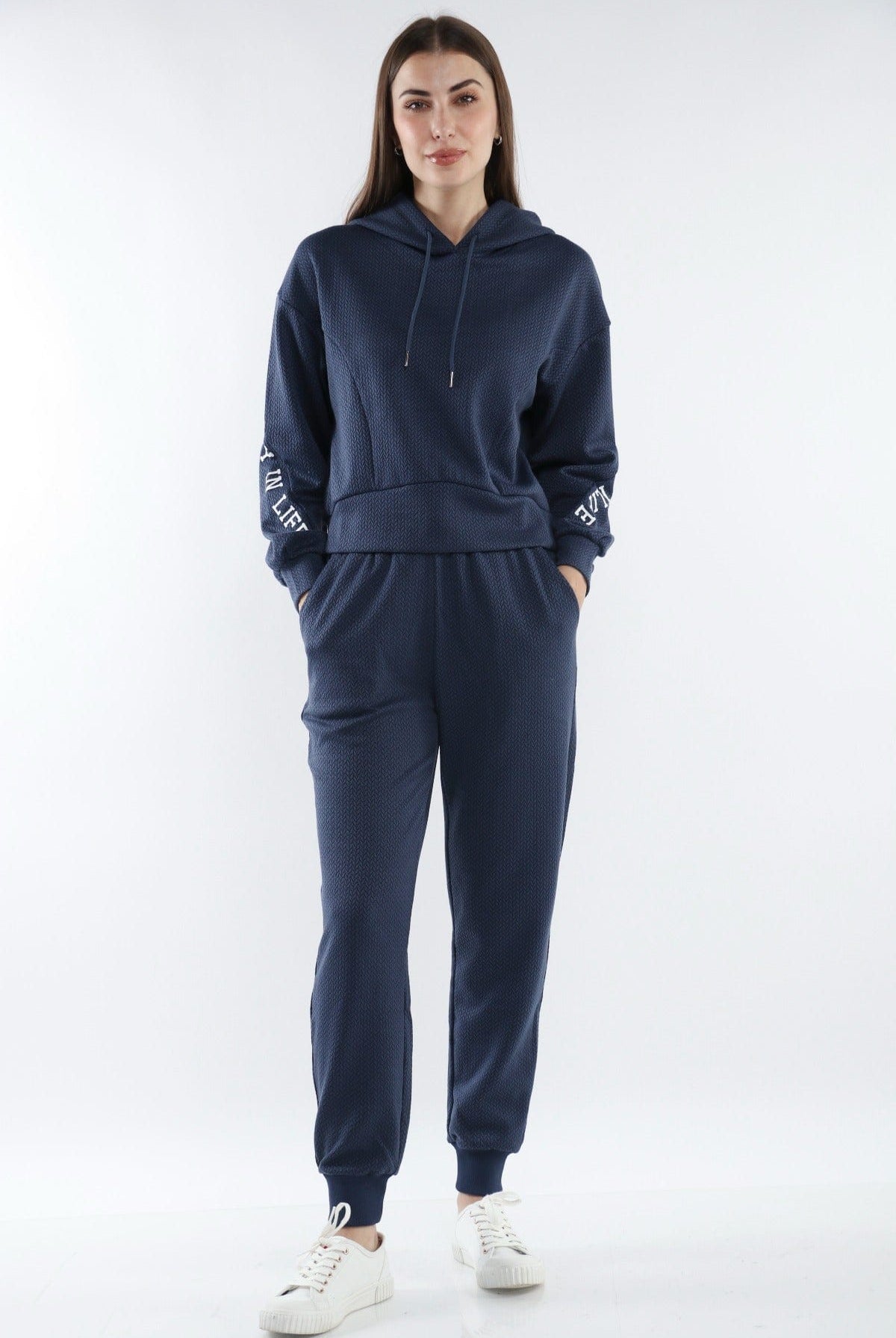 ميكا بنطلون طويل سويت بانتس برباط سادة خصر مرتفع