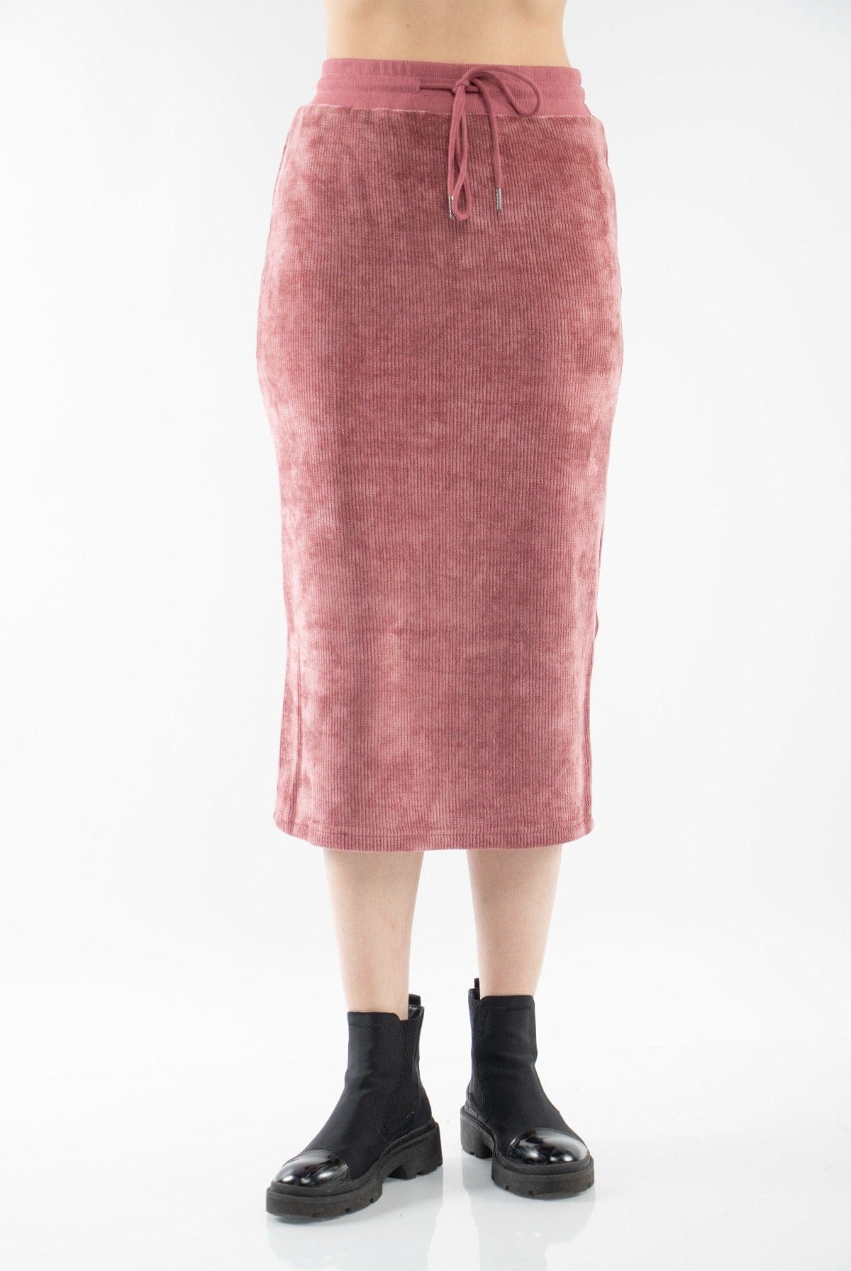 ميكا تنورة ميدي برباط على الخصر سادة