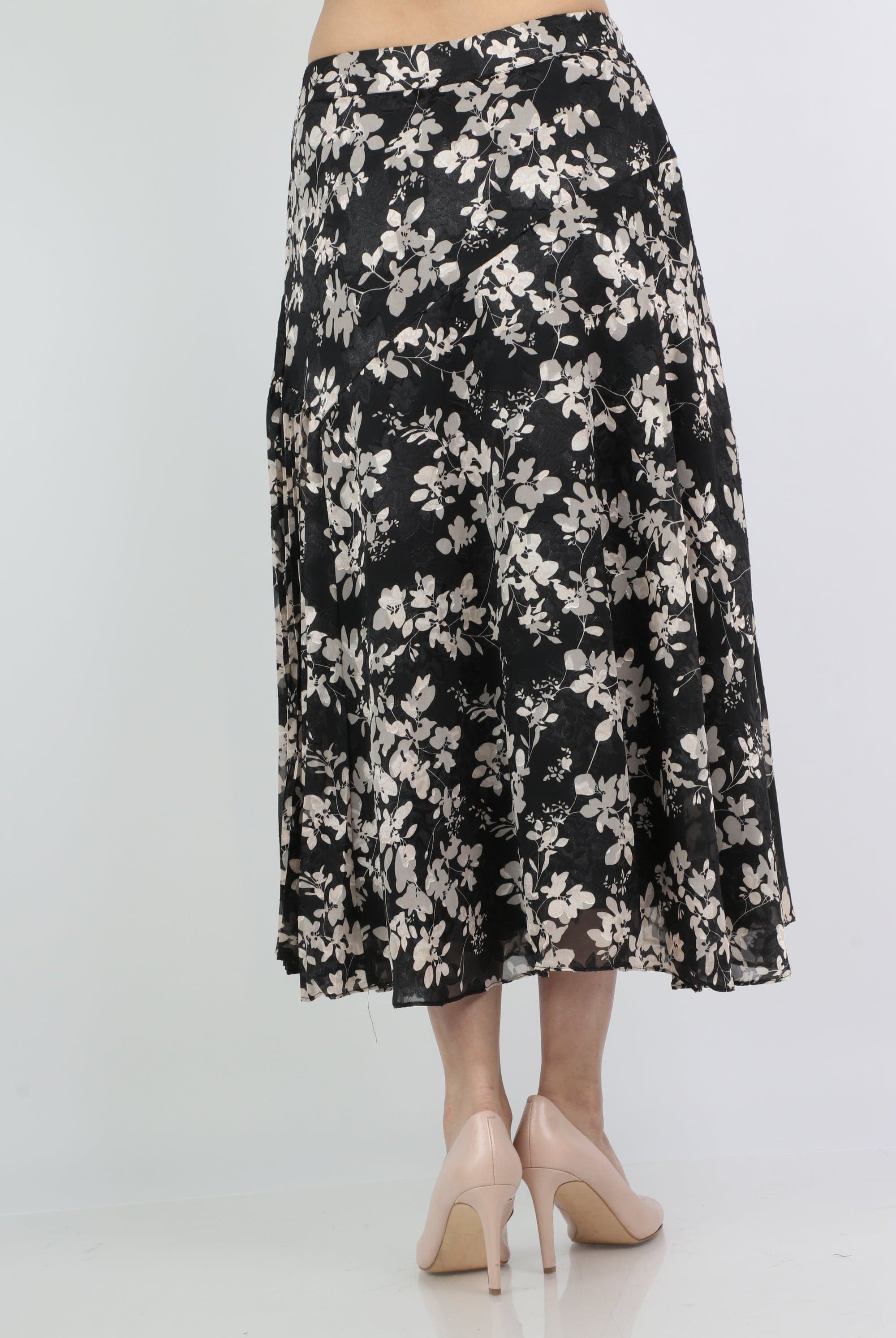 ميكا تنورة ميدي واسعة مشجرة بنمط ورود