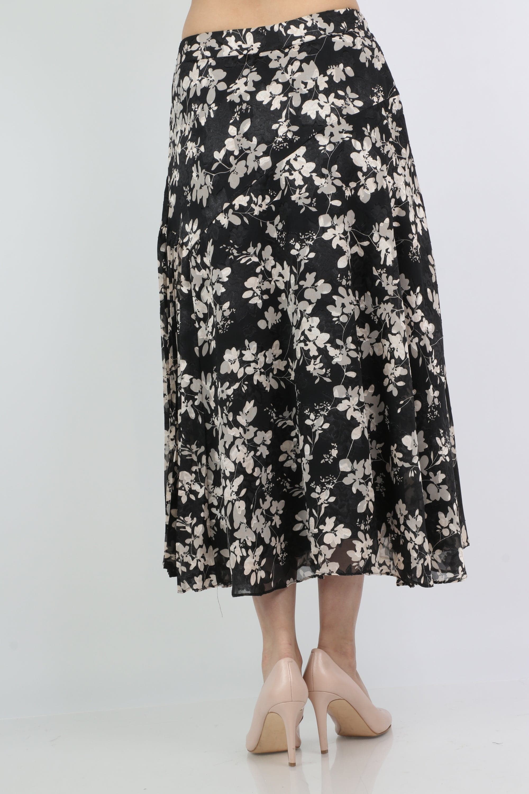 ميكا تنورة ميدي واسعة مشجرة بنمط ورود