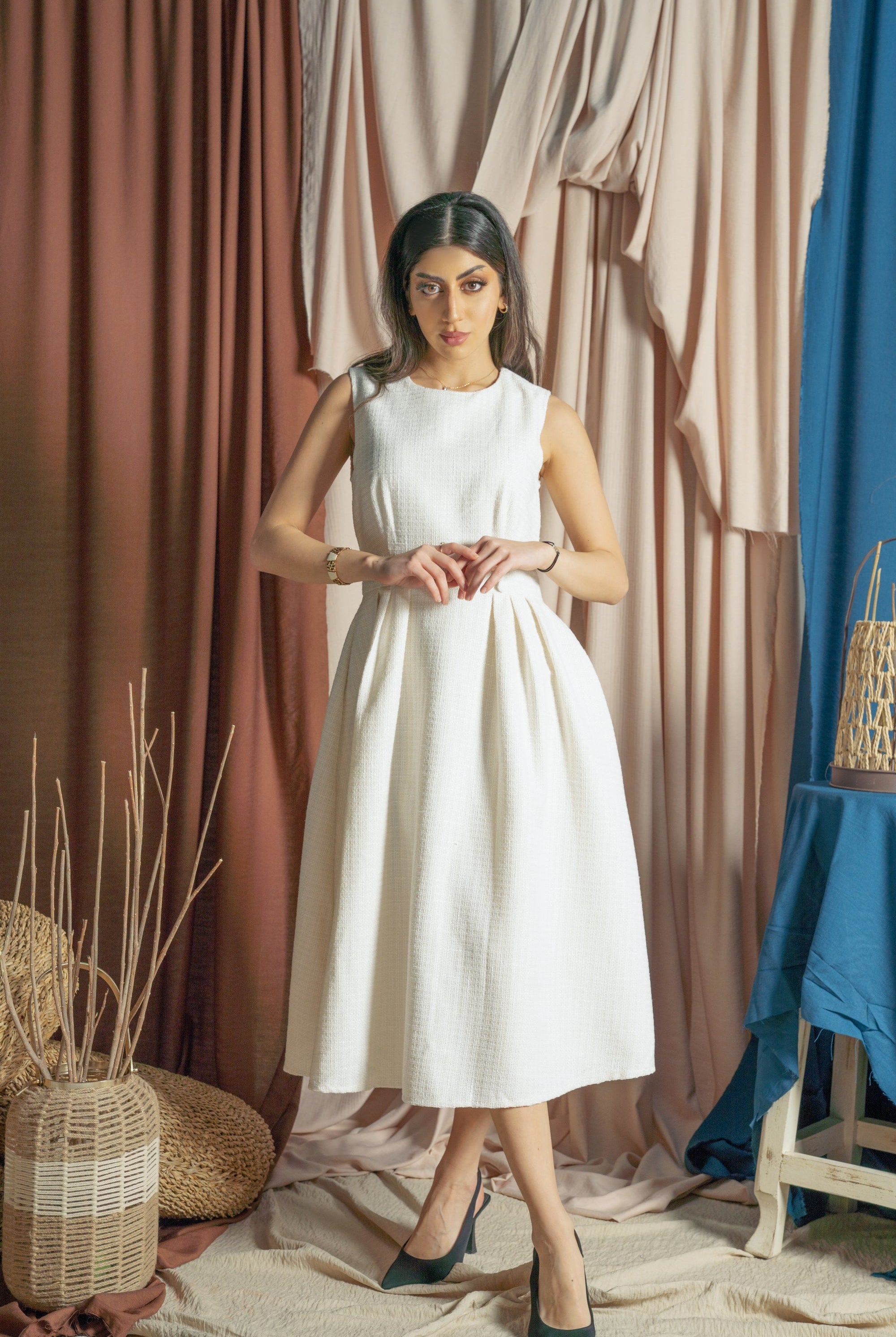 ميكا فستان صوف ميدي نسائي كاروهات