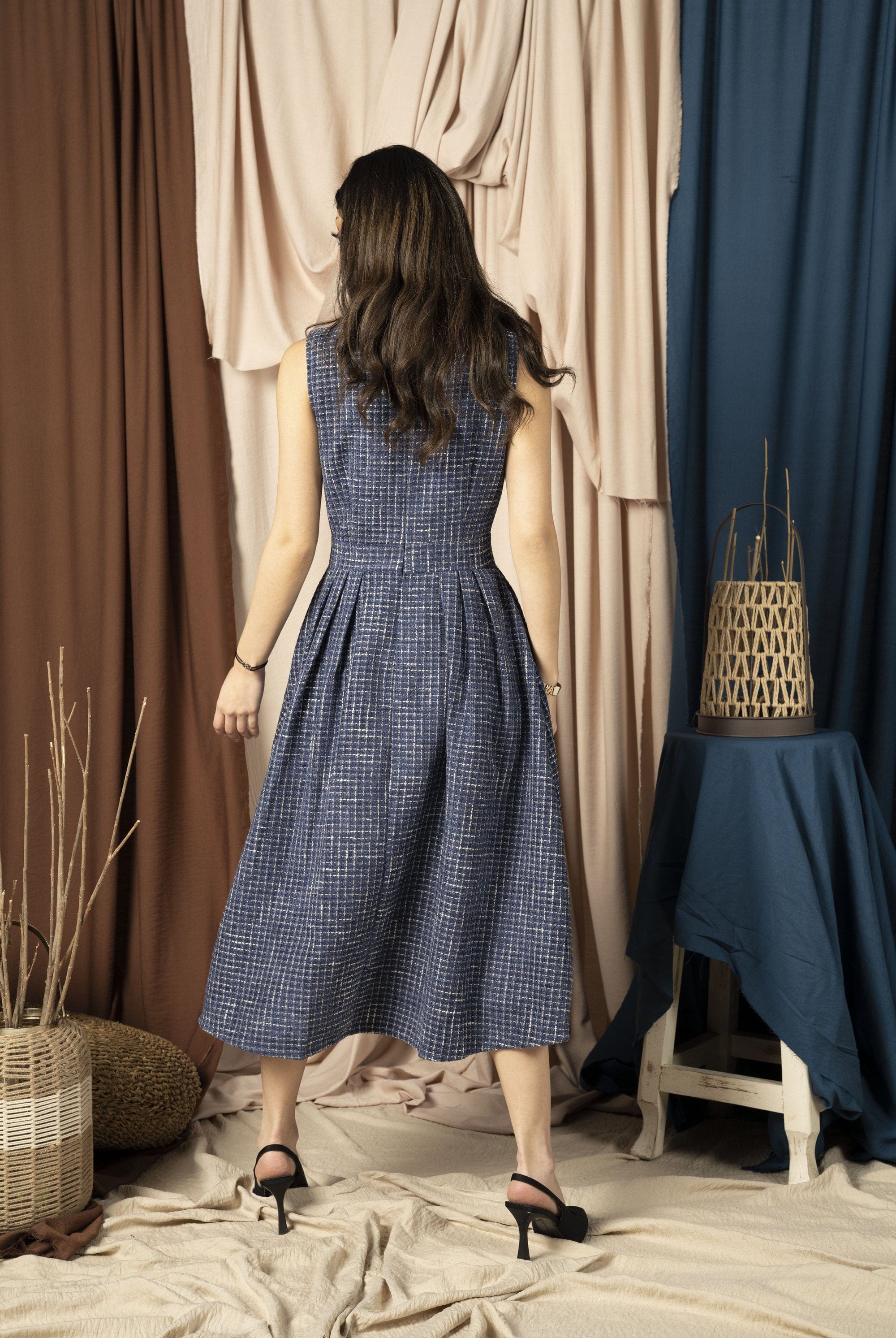 ميكا فستان صوف ميدي نسائي كاروهات