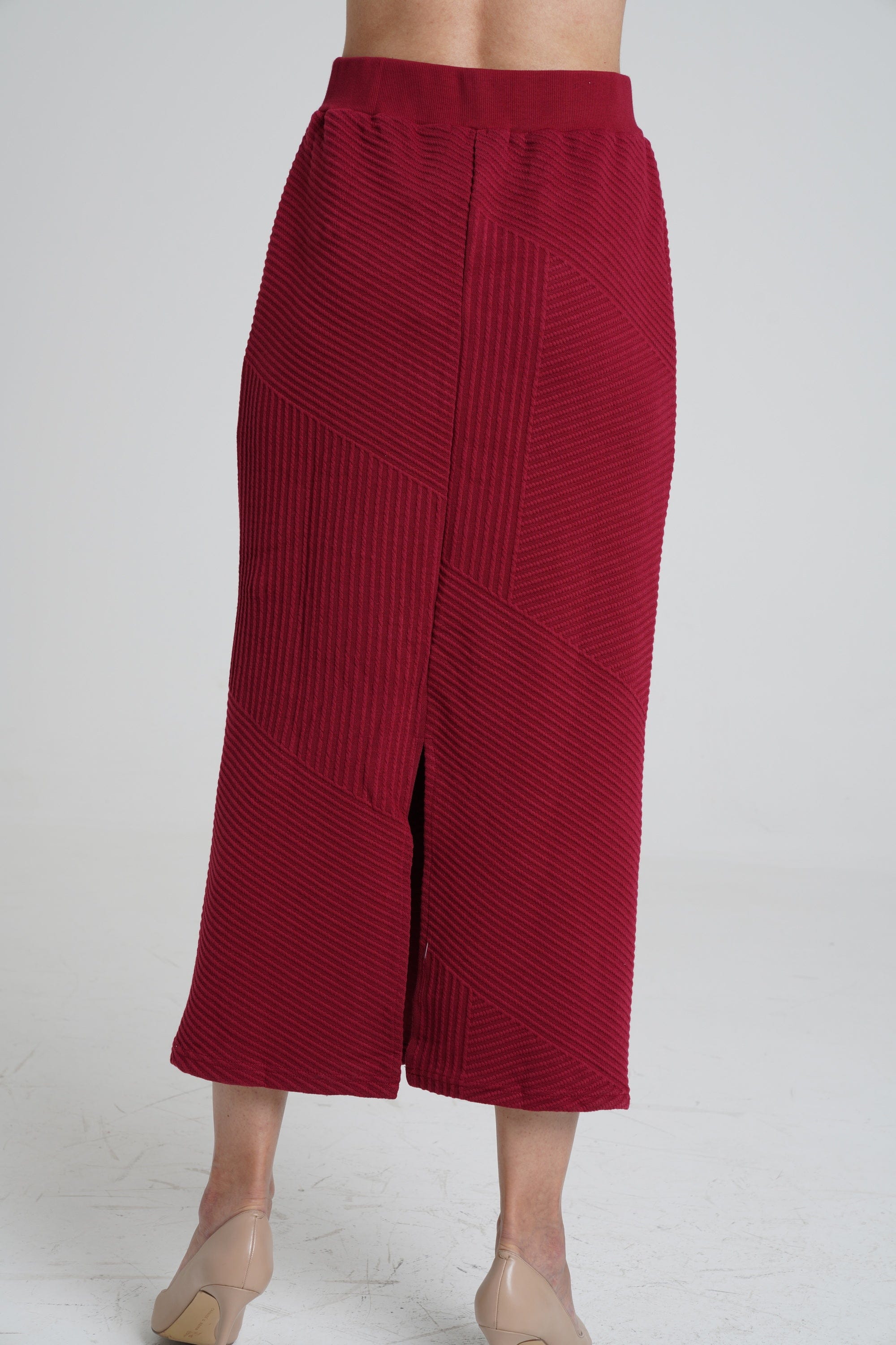 ميكا تنورة ميدي مضلعة سادة نسائي