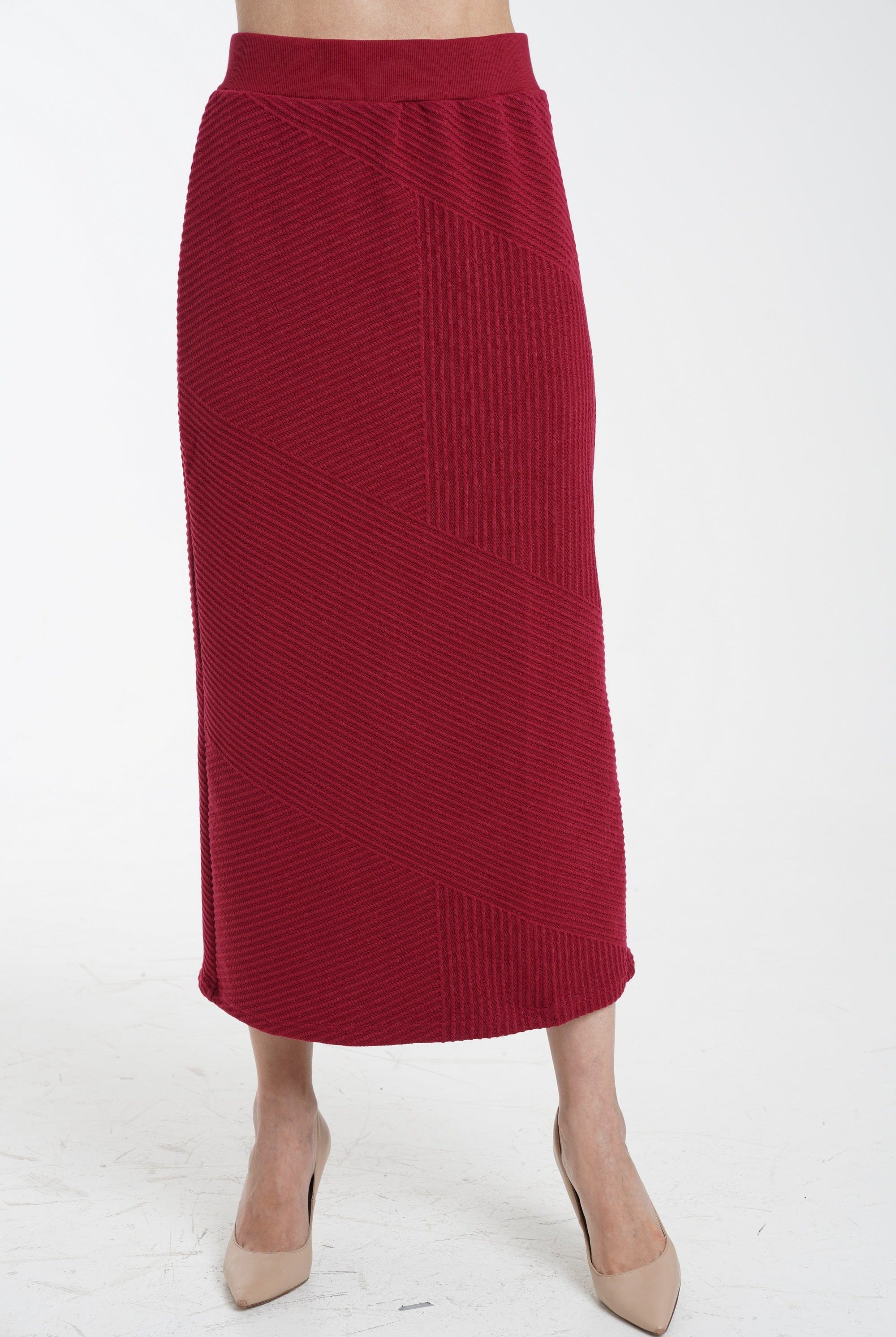 ميكا تنورة ميدي مضلعة سادة نسائي