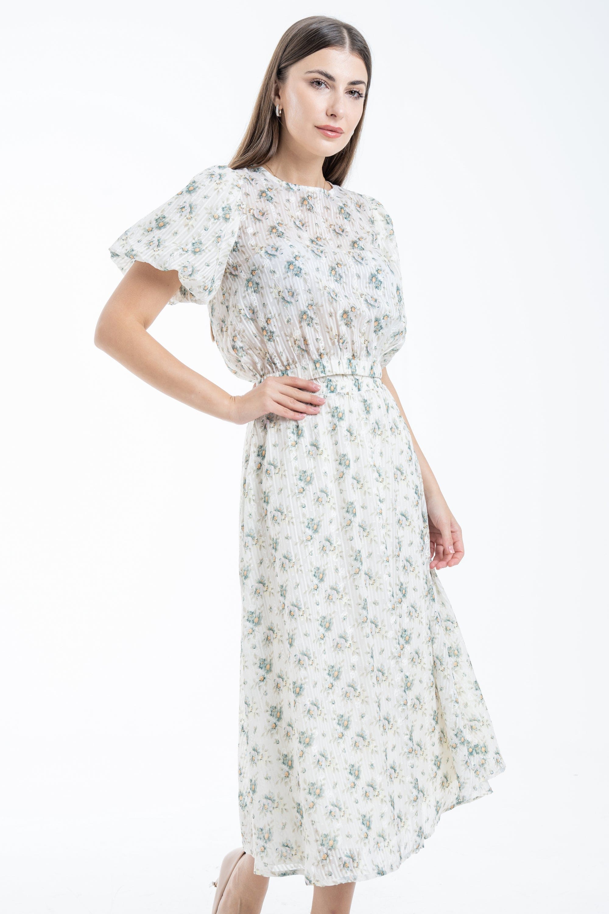 ميكا توب بنقشة مشجرة كم قصير بف نسائي