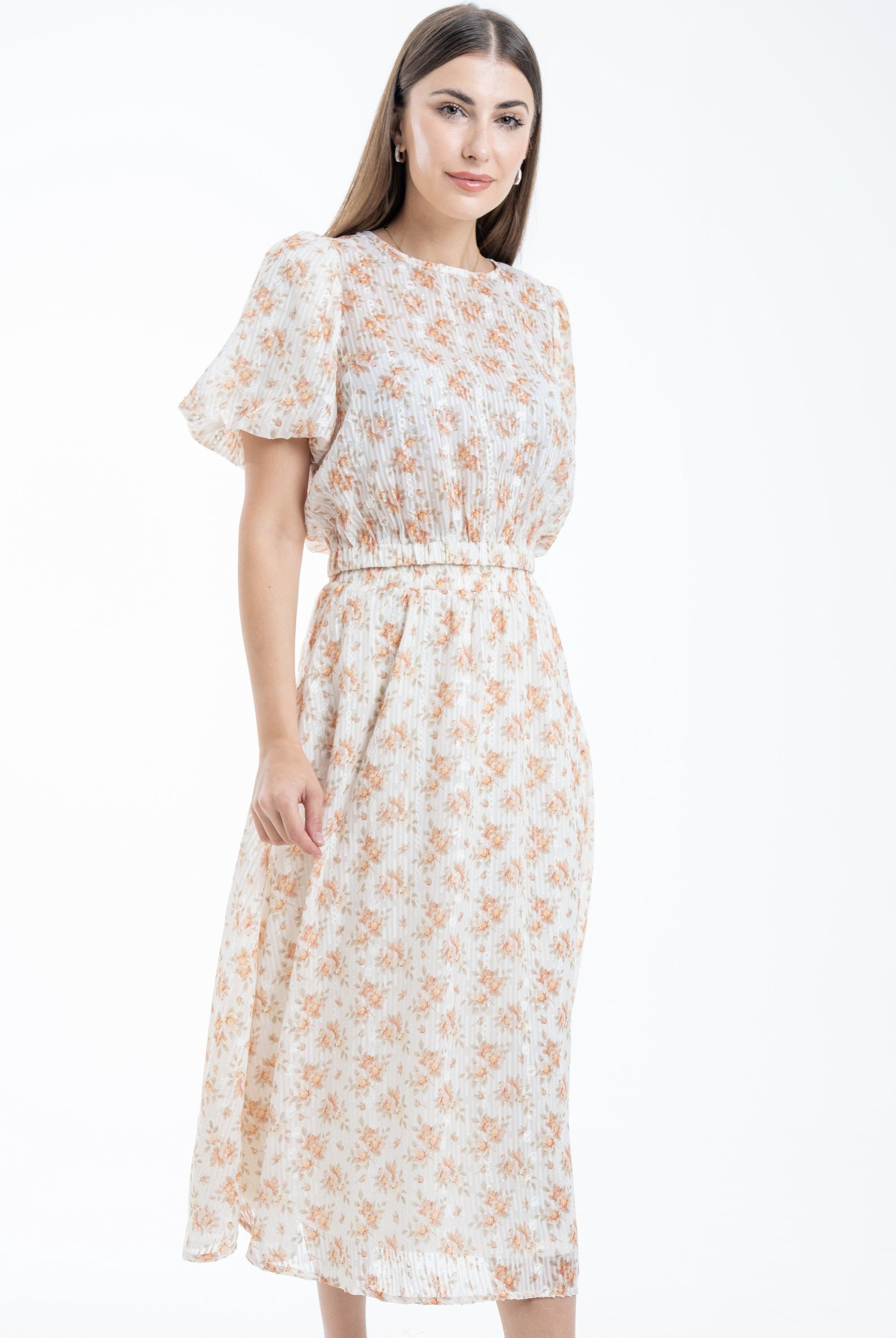 ميكا توب بنقشة مشجرة كم قصير بف نسائي