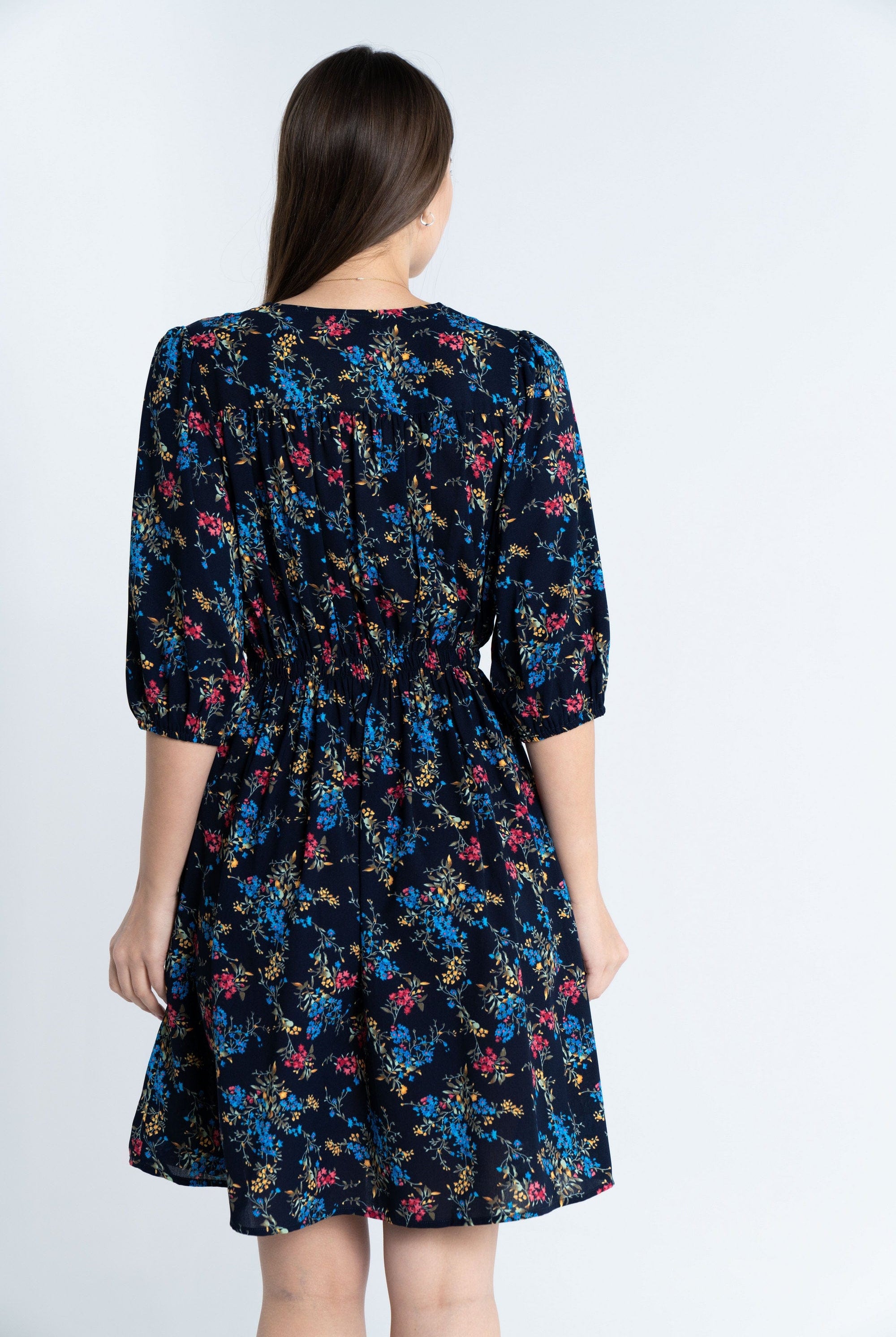 ميكا فستان قصير مشجر 3/4 كم بفتحة سبعة نسائي