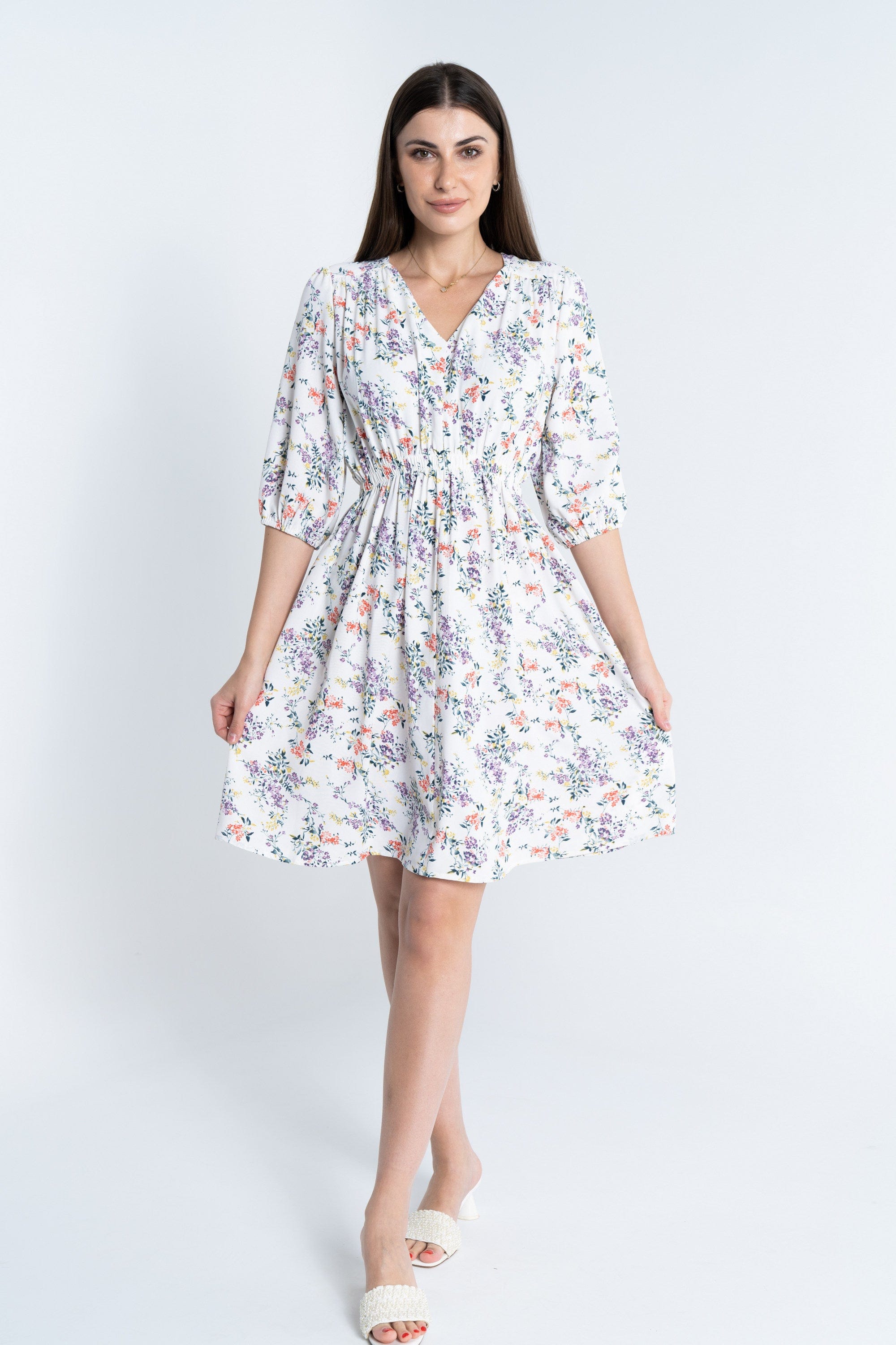 ميكا فستان قصير مشجر 3/4 كم بفتحة سبعة نسائي