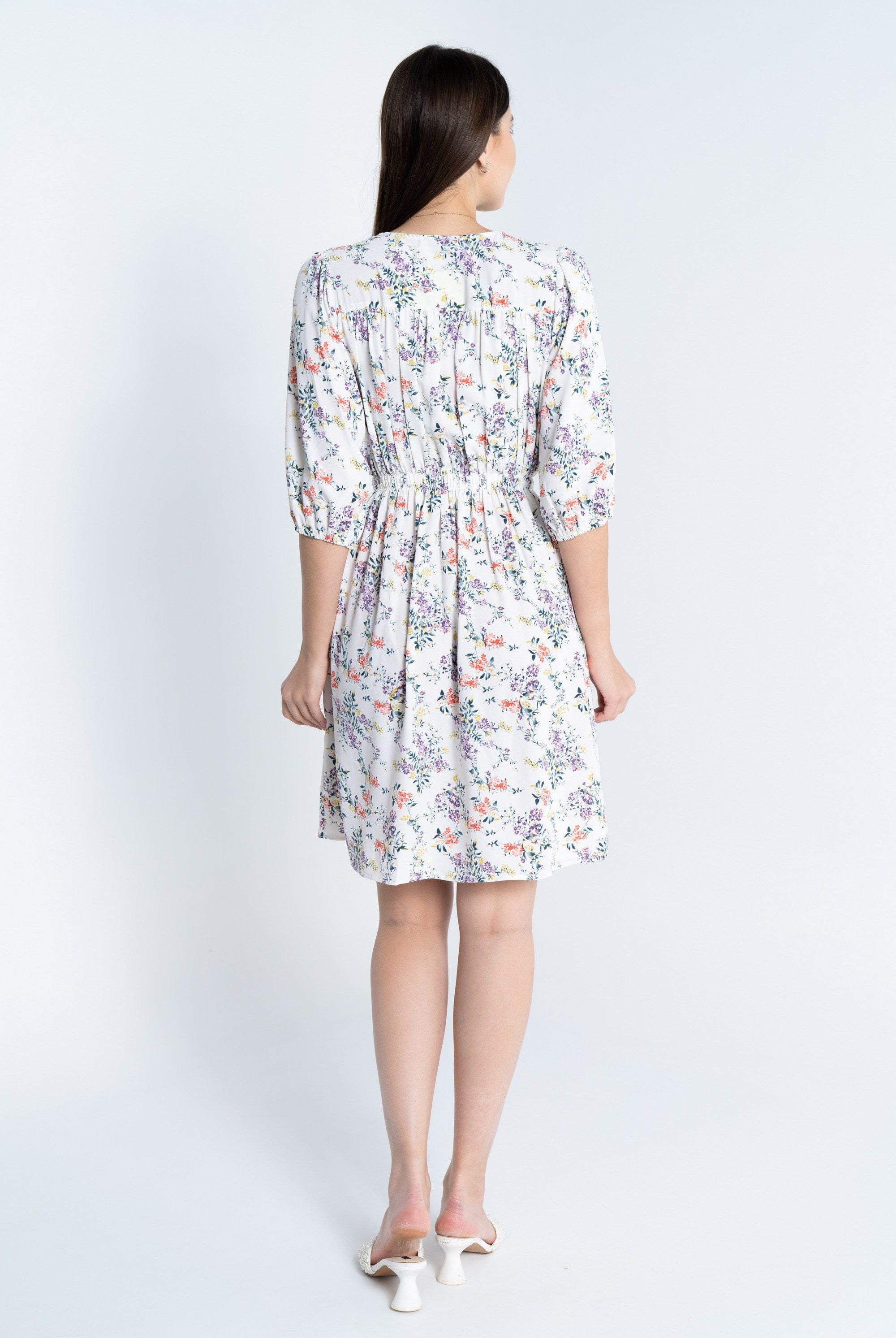 ميكا فستان قصير مشجر 3/4 كم بفتحة سبعة نسائي