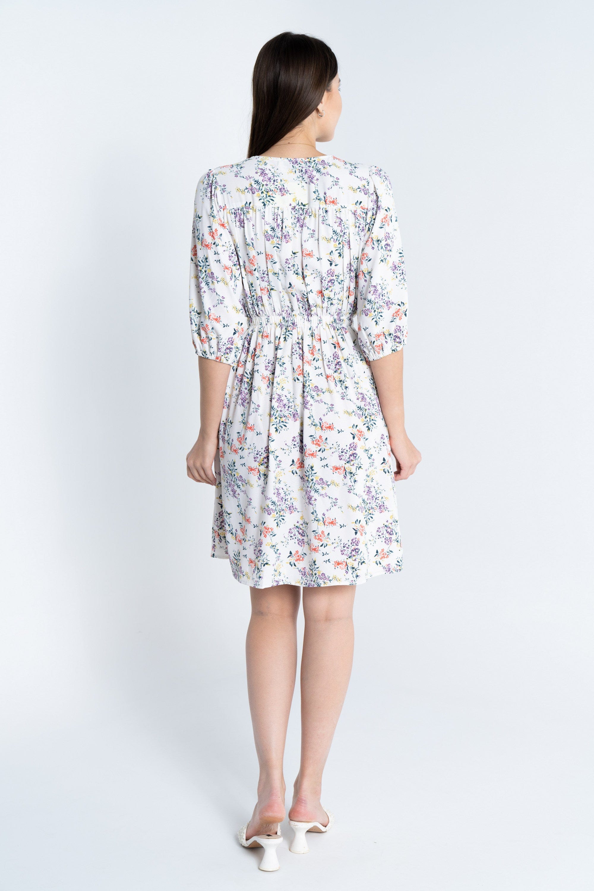 ميكا فستان قصير مشجر 3/4 كم بفتحة سبعة نسائي