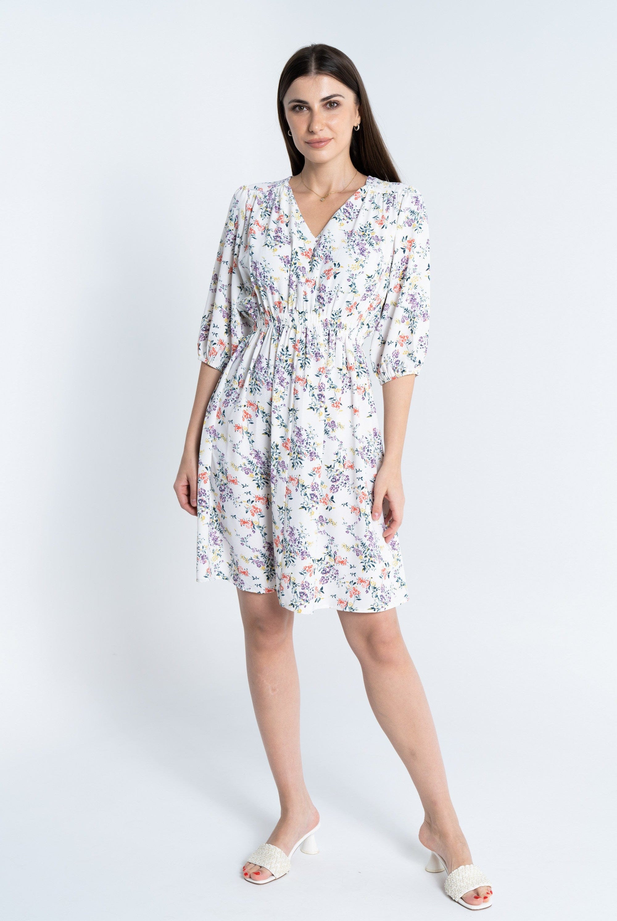 ميكا فستان قصير مشجر 3/4 كم بفتحة سبعة نسائي