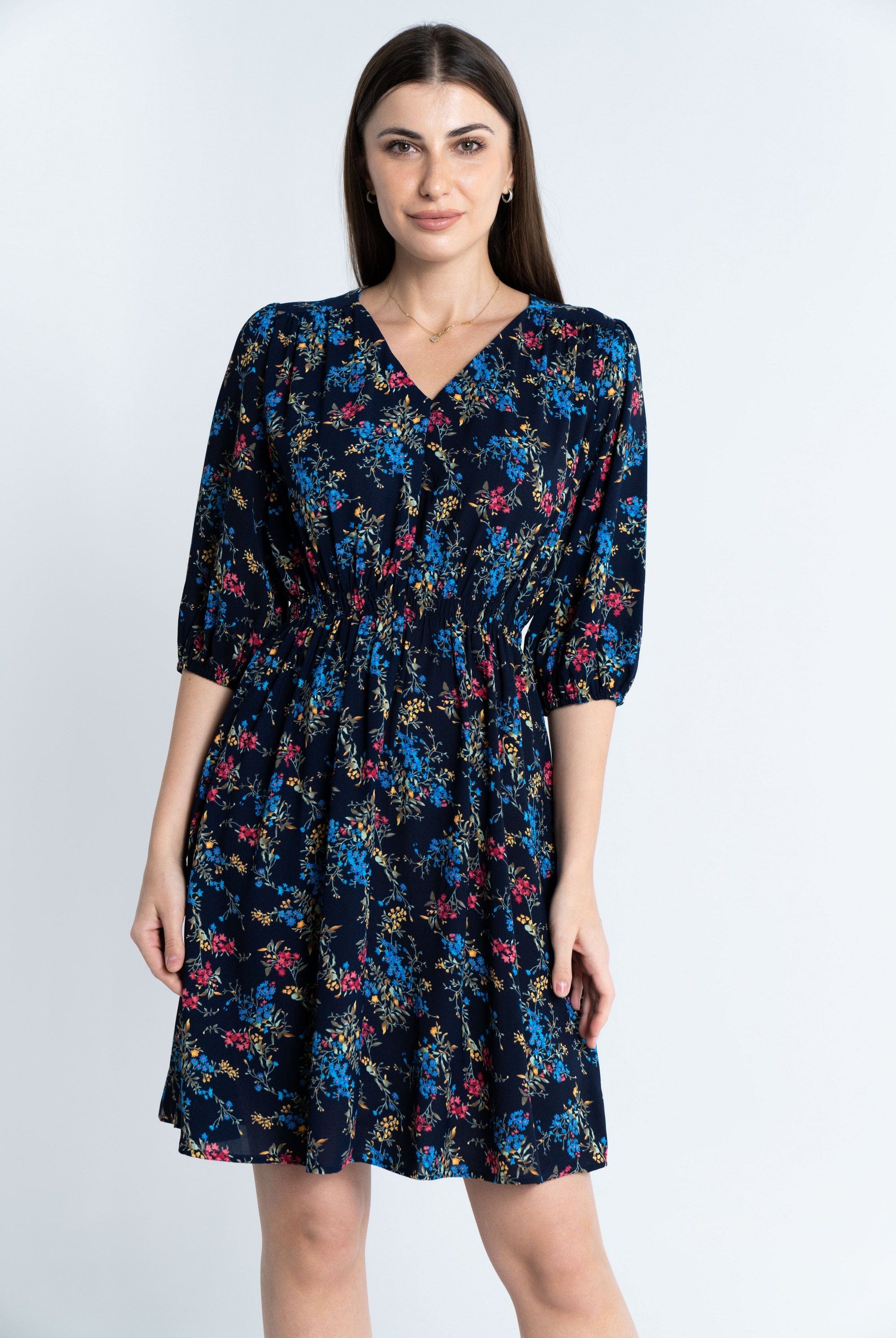 ميكا فستان قصير مشجر 3/4 كم بفتحة سبعة نسائي