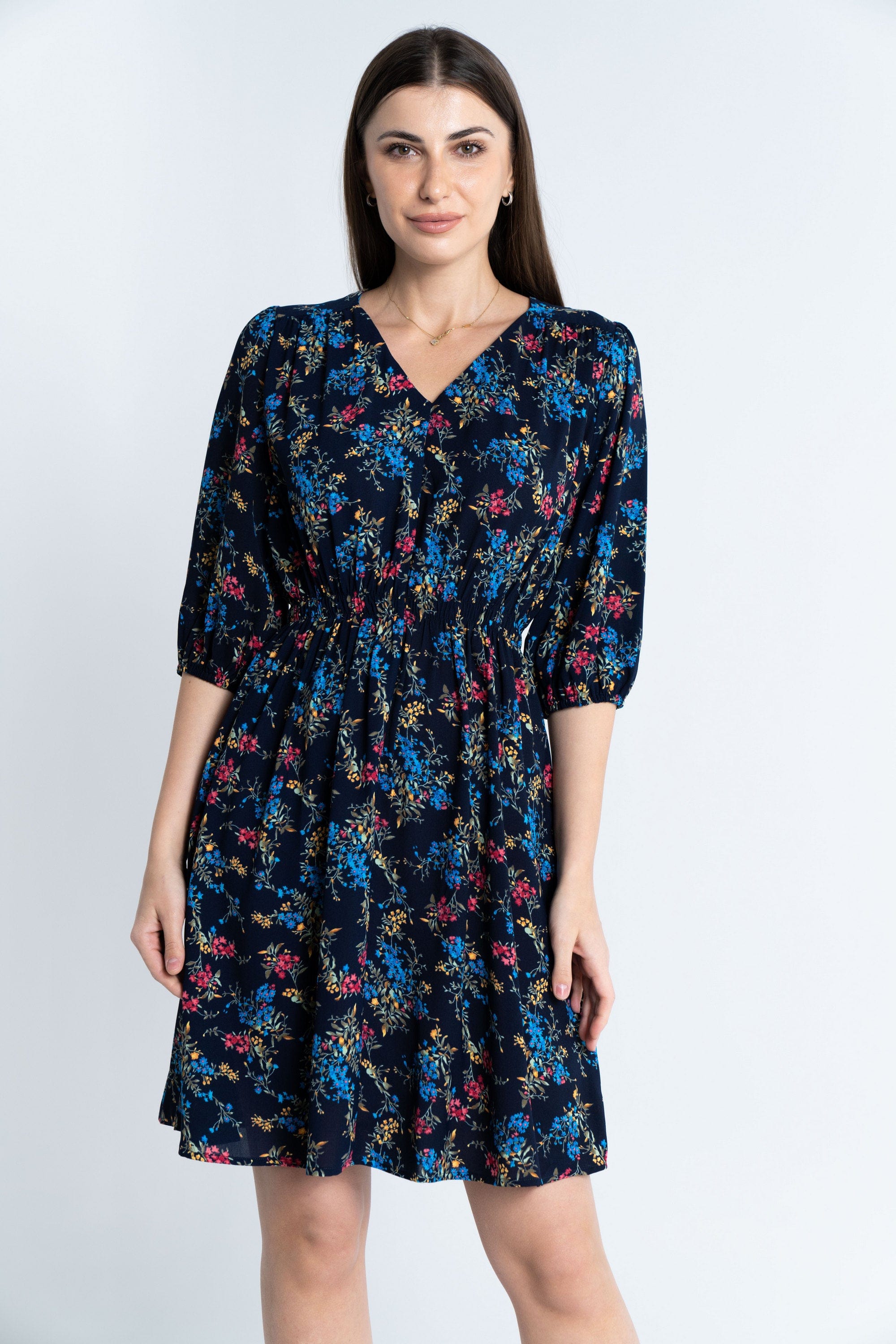 ميكا فستان قصير مشجر 3/4 كم بفتحة سبعة نسائي