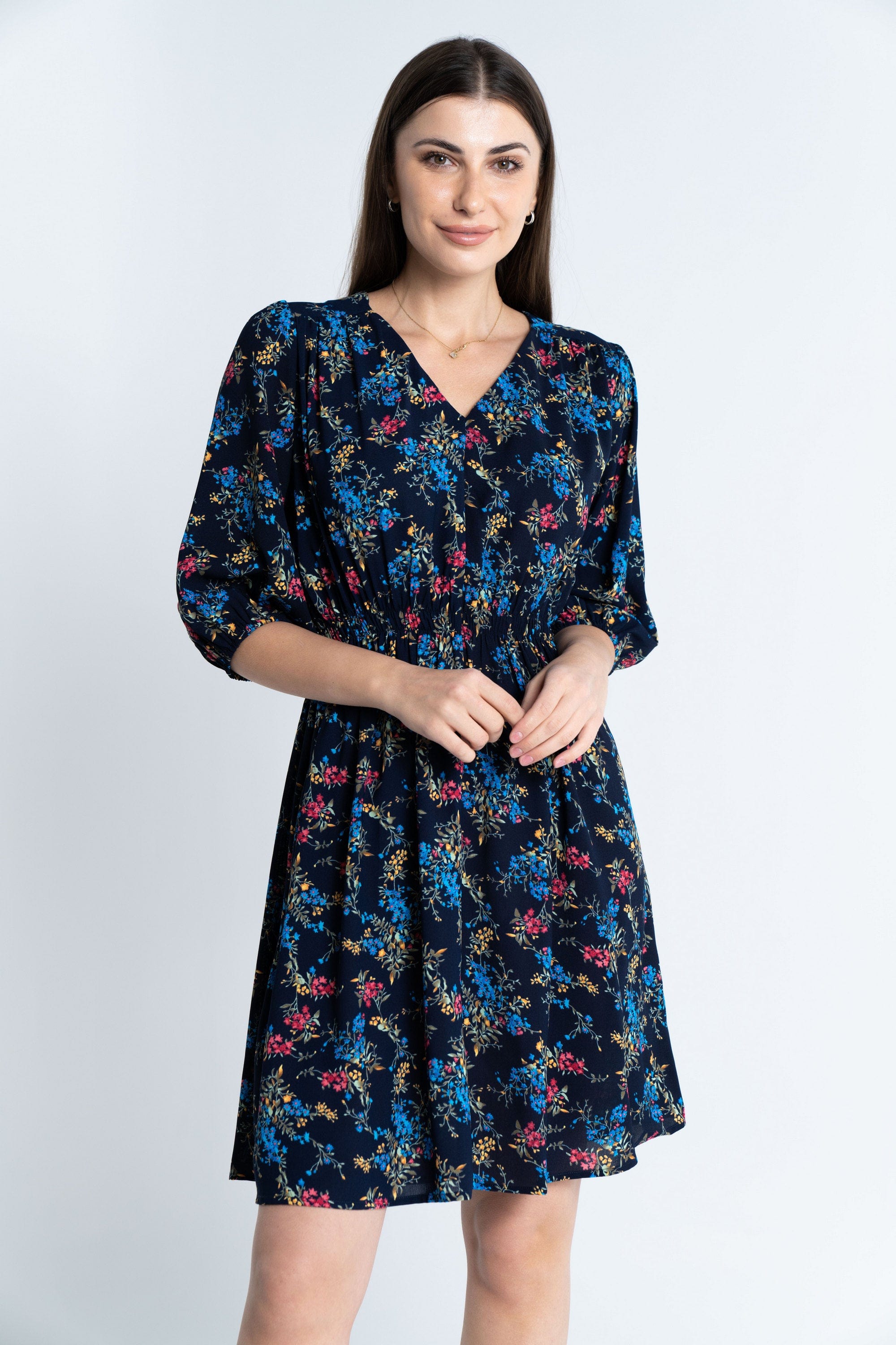 ميكا فستان قصير مشجر 3/4 كم بفتحة سبعة نسائي