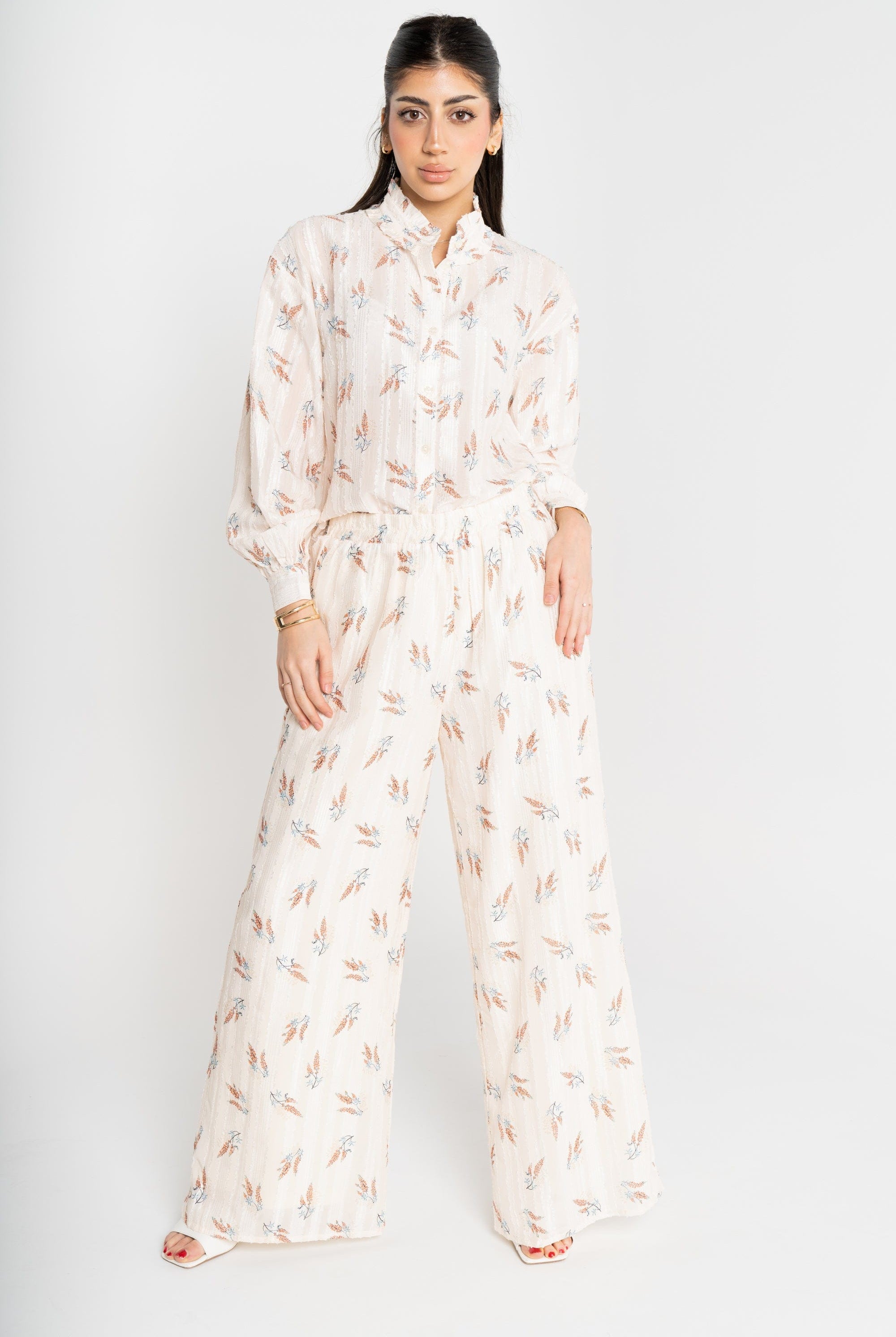 ميكا بنطلون طويل واسع منقوش نسائي