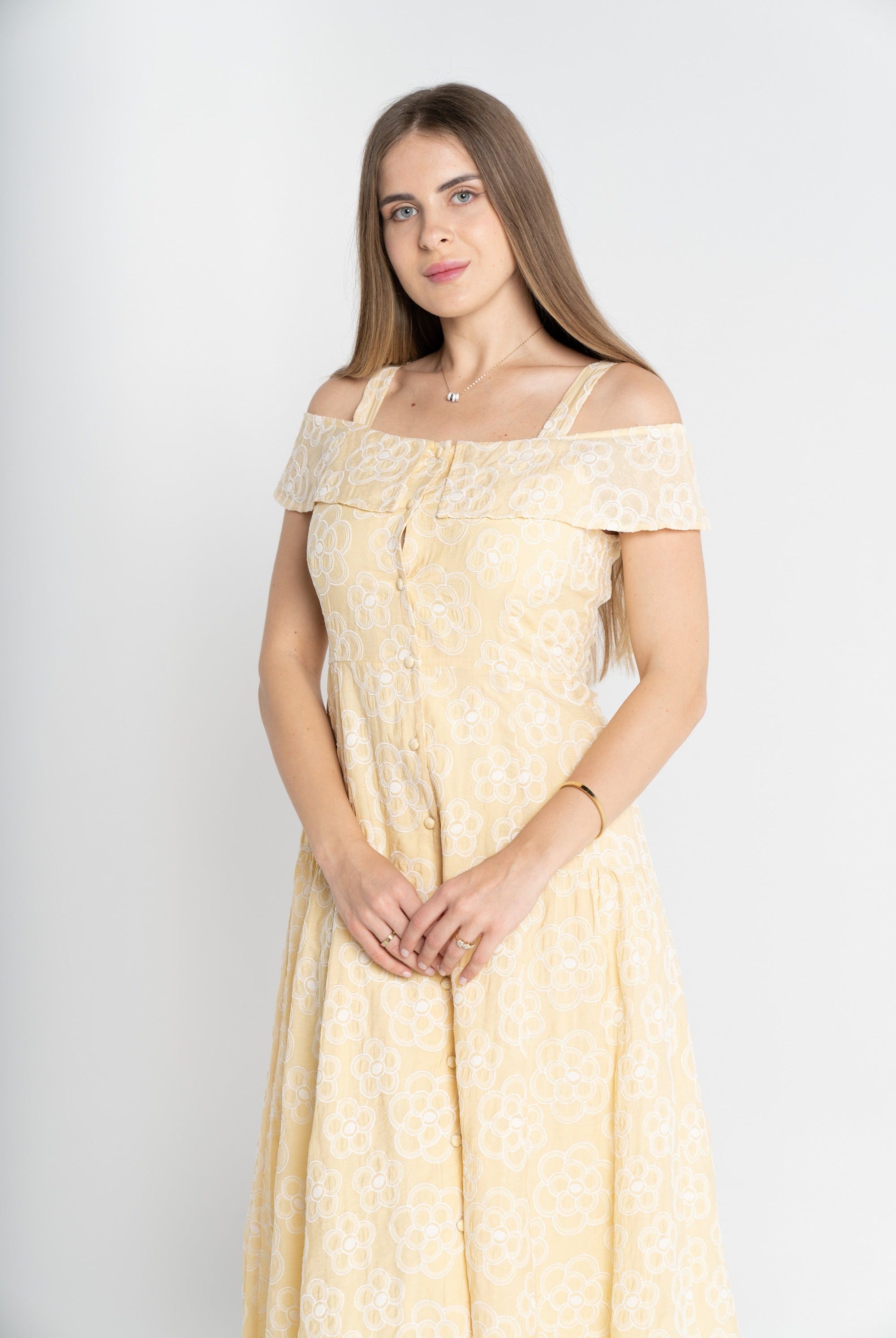 ميكا فستان ميدي مورد أوف شولدر حمالات نسائي