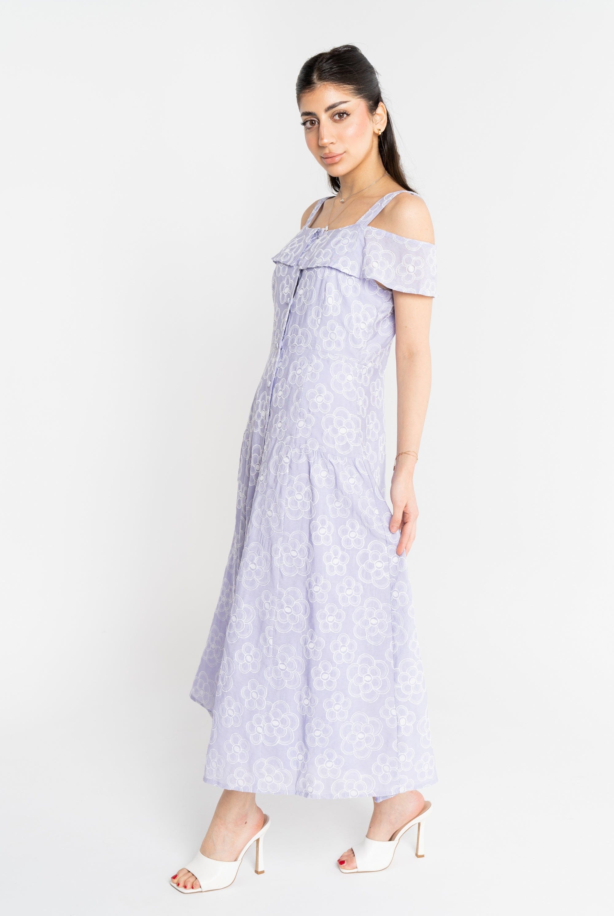 ميكا فستان ميدي مورد أوف شولدر حمالات نسائي