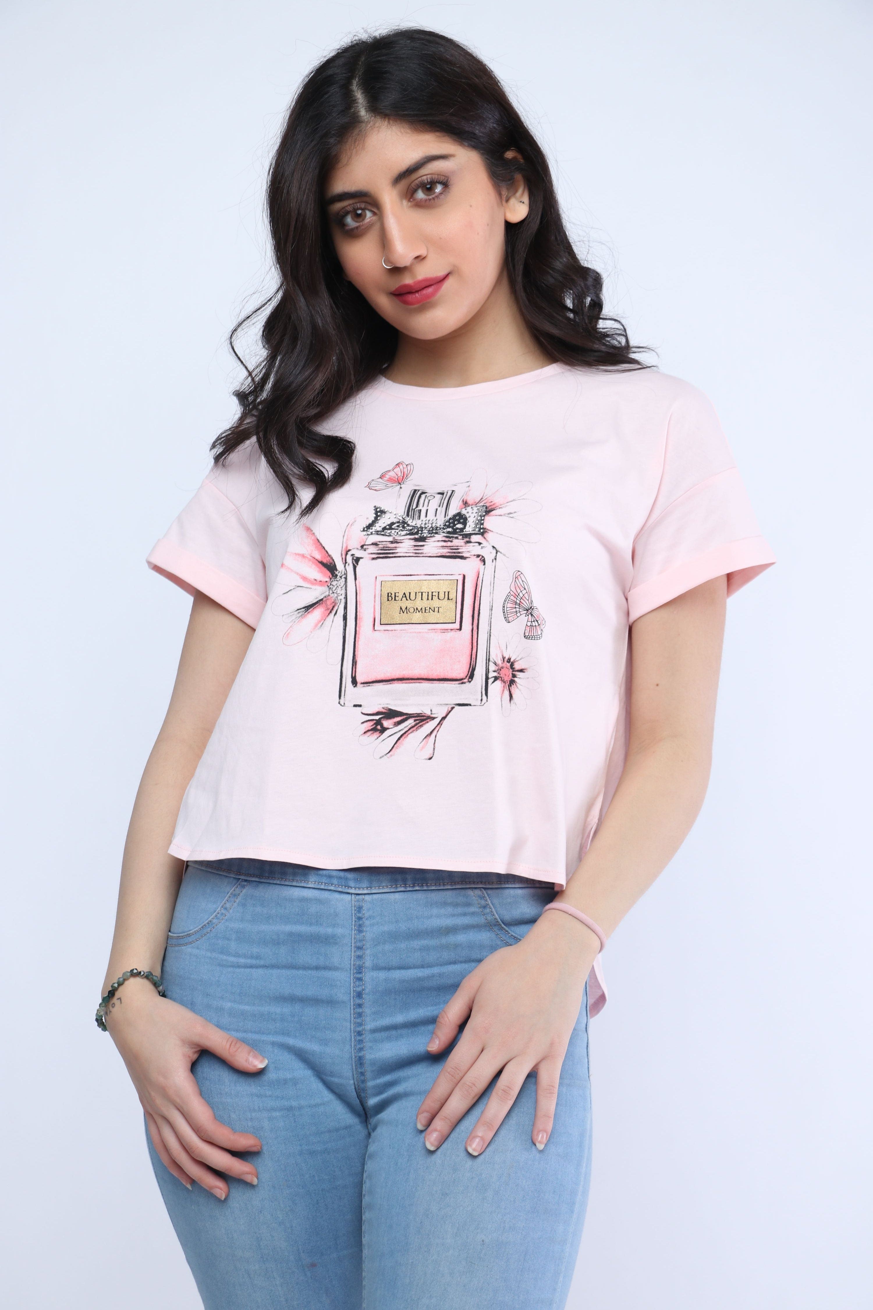 ميكا بلوزة بأكمام قصيرة بطبعة