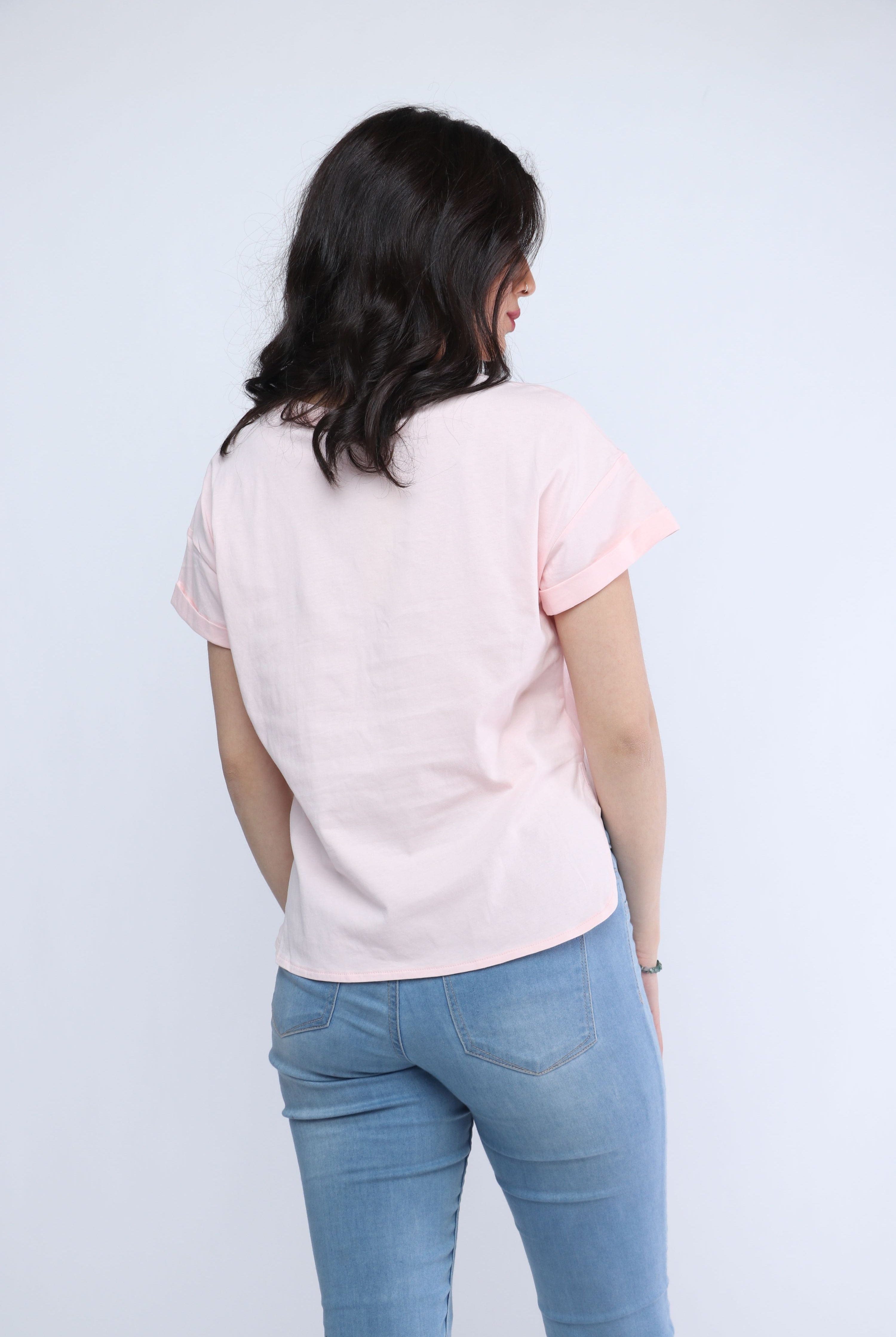 ميكا بلوزة بأكمام قصيرة بطبعة