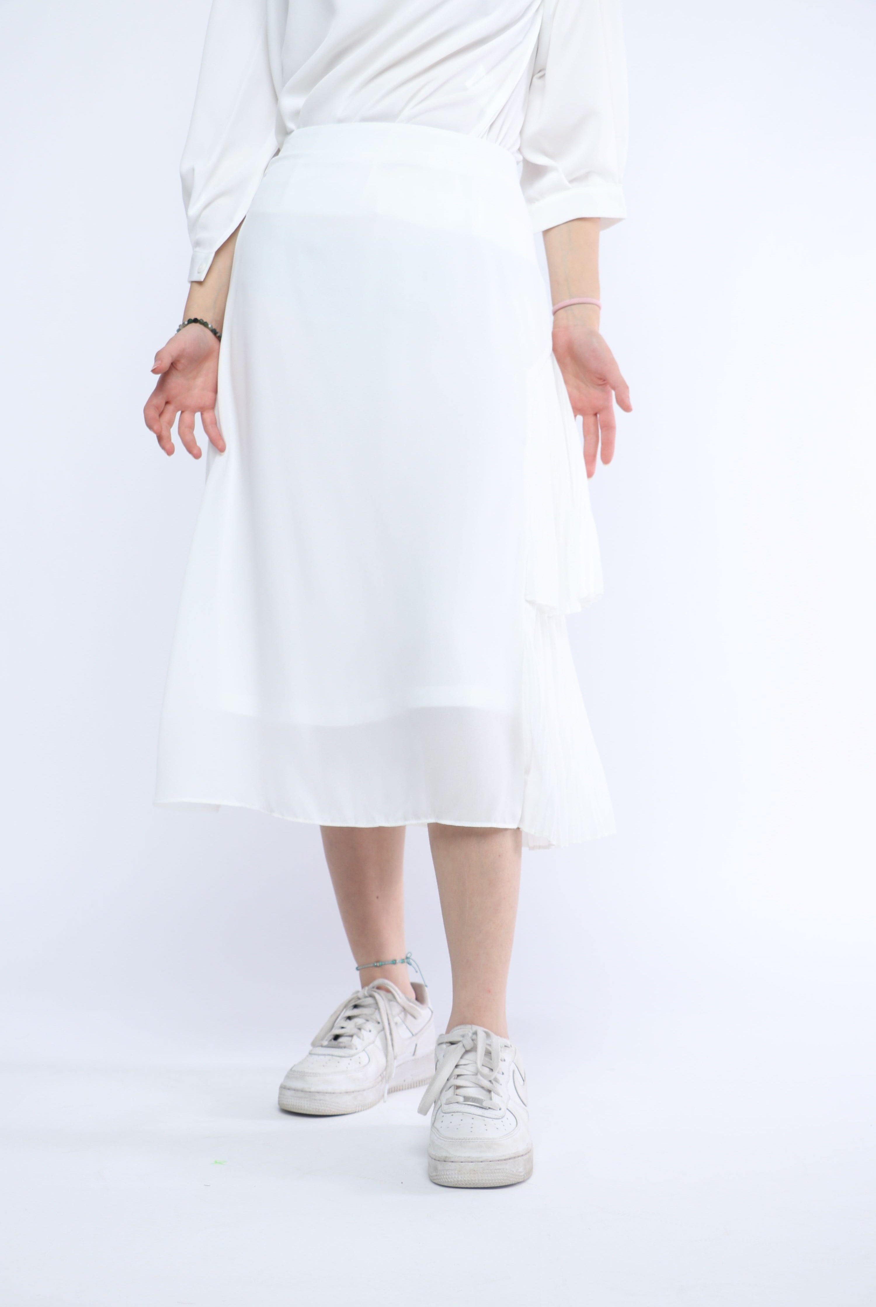 ميكا تنورة ميدي بوليستر سادة طبقتين