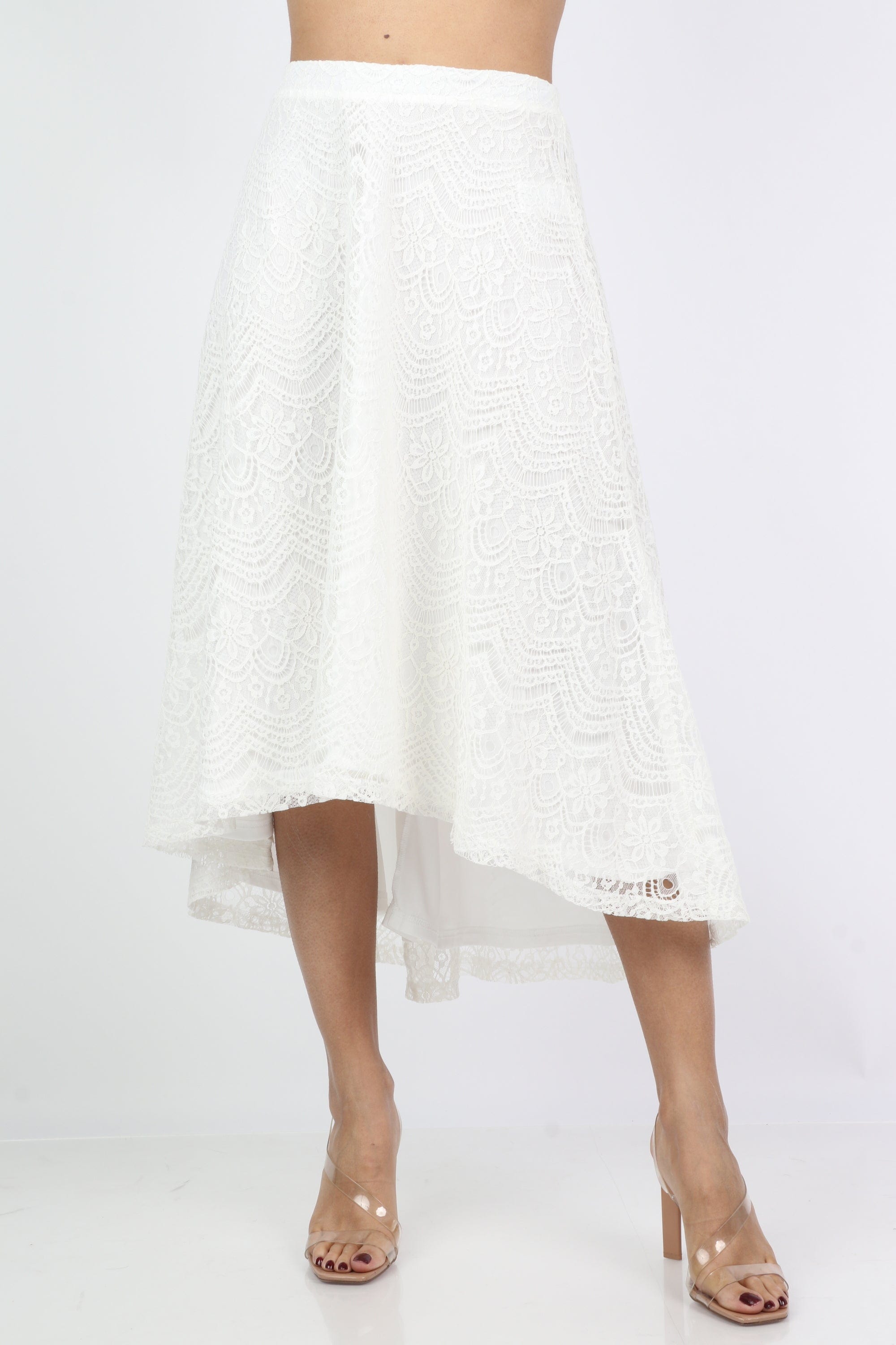 ميكا تنورة ميدي طويلة من الخلف مطرزة تظريز ناعم