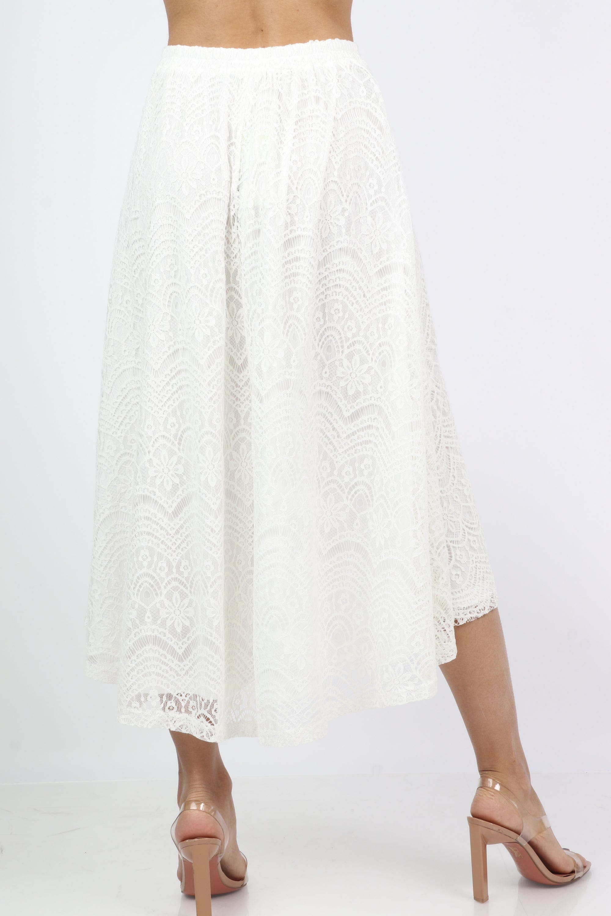 ميكا تنورة ميدي طويلة من الخلف مطرزة تظريز ناعم